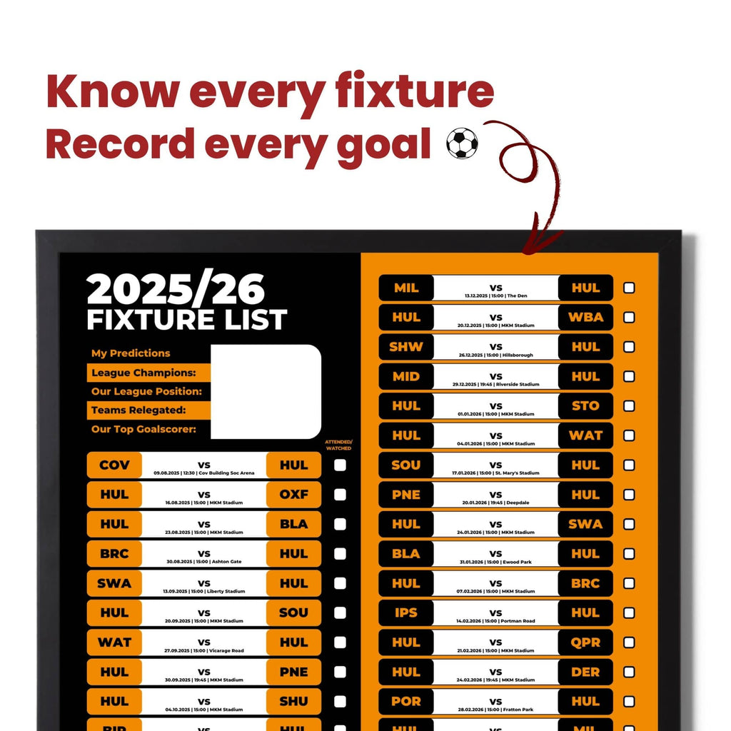 Championship Clubs - 2025/26 Football Fixture Poster - A3 Size (29.7x42cm)