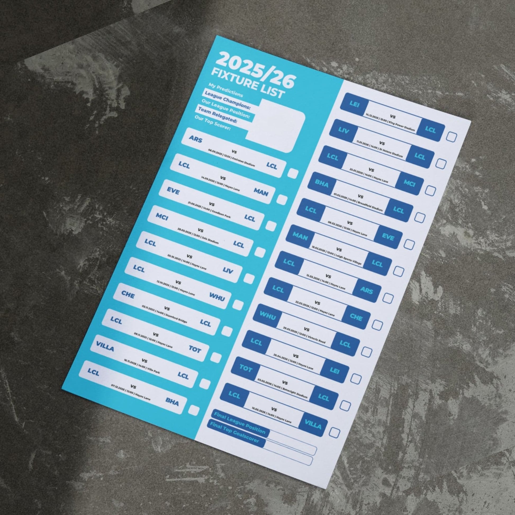 Women's Super League Clubs - 2025/26 Football Fixture Poster - A3 Size (29.7x42cm)