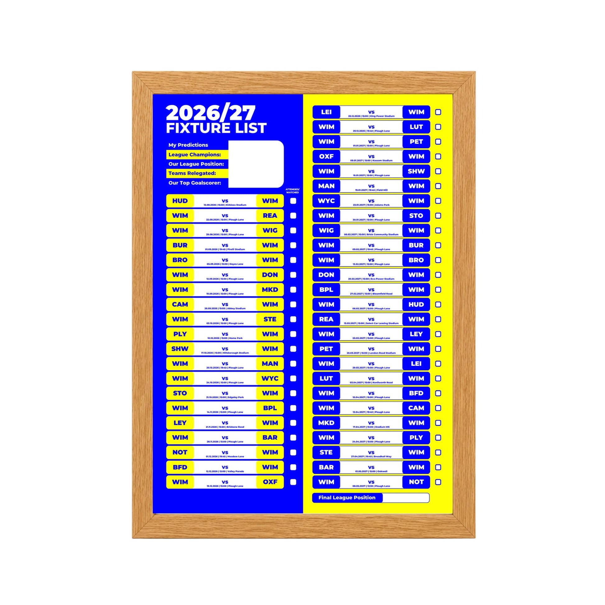 AFC Wimbledon — Oak Frame Mockup
