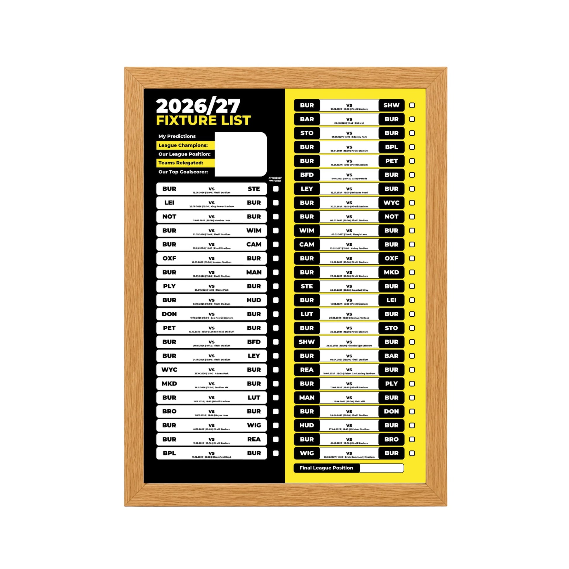Burton Albion — Oak Frame Mockup