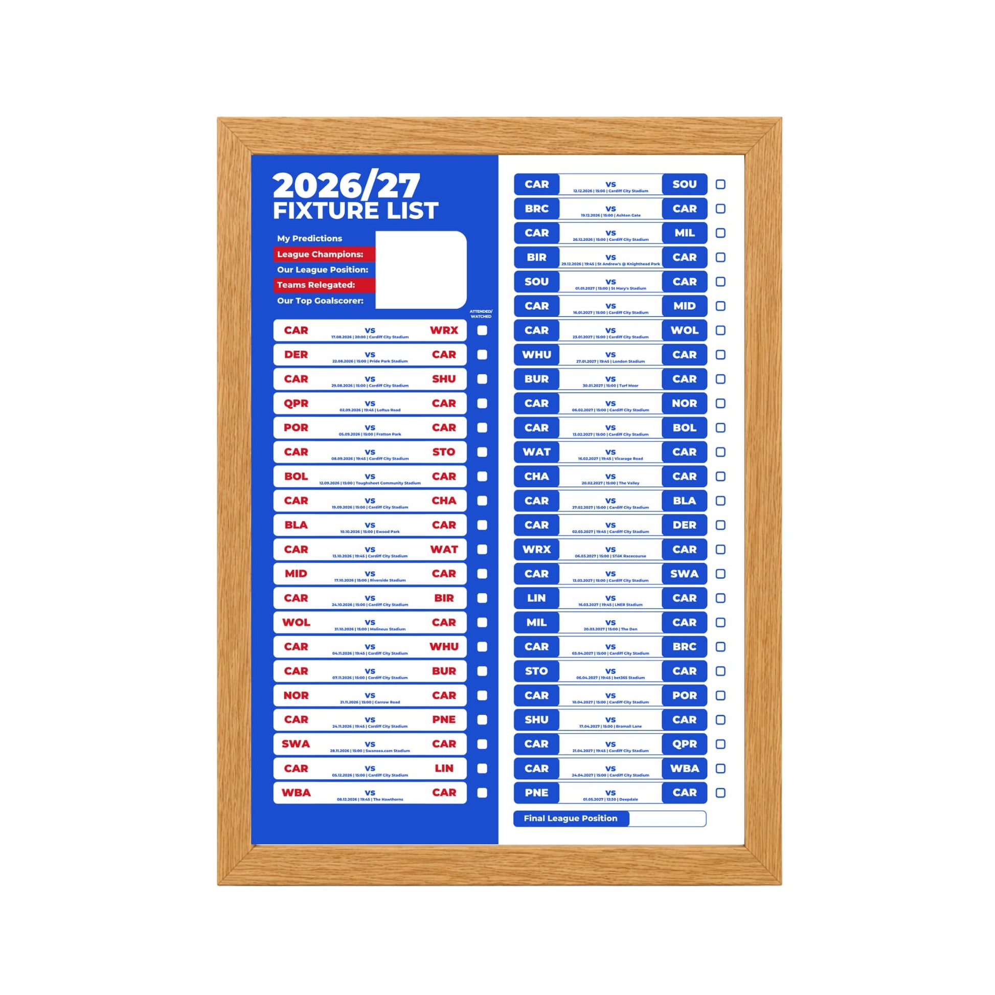 Cardiff City — Oak Frame Mockup