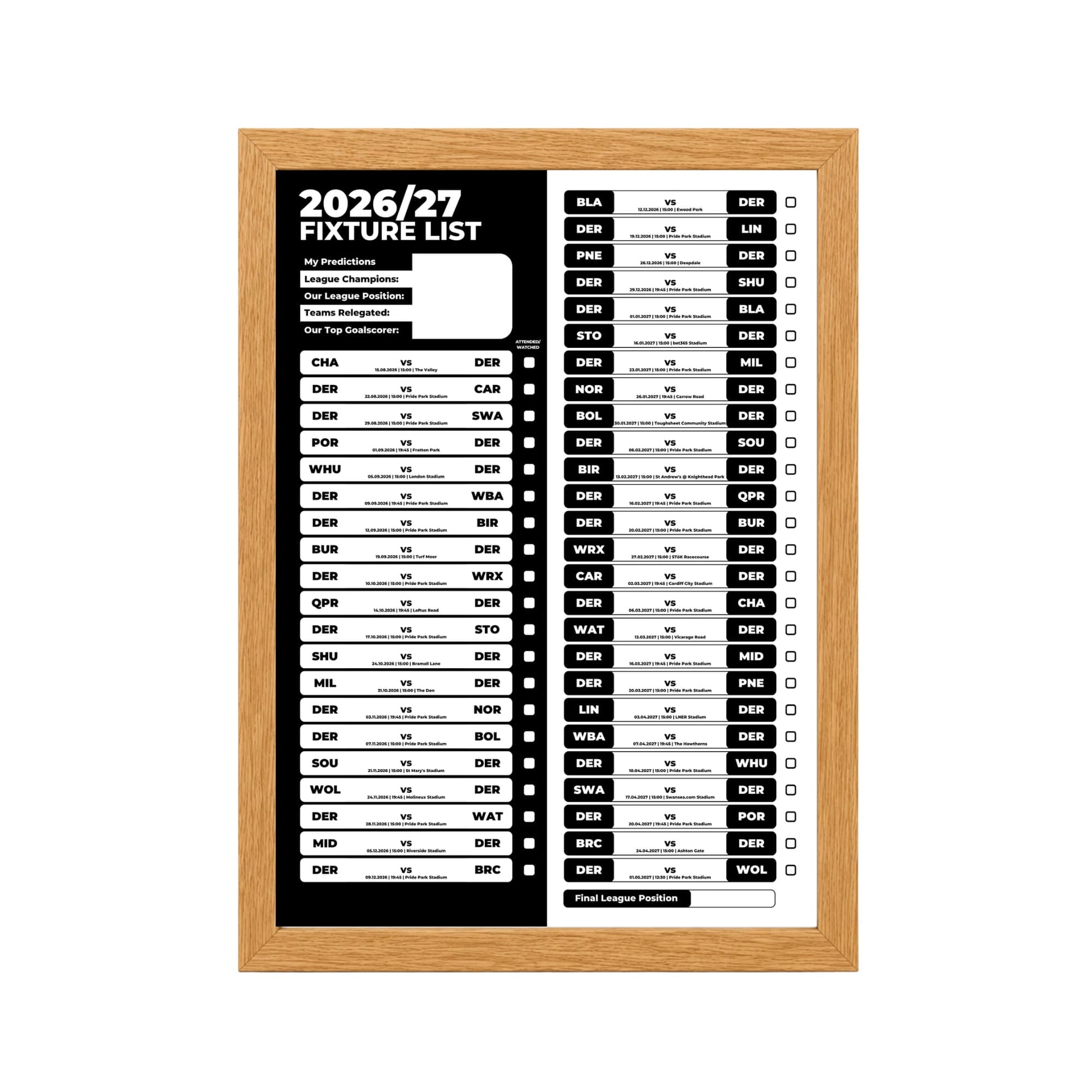 Derby County — Oak Frame Mockup