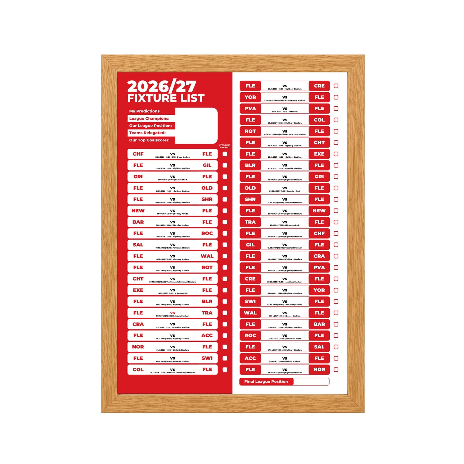 Fleetwood Town — Oak Frame Mockup