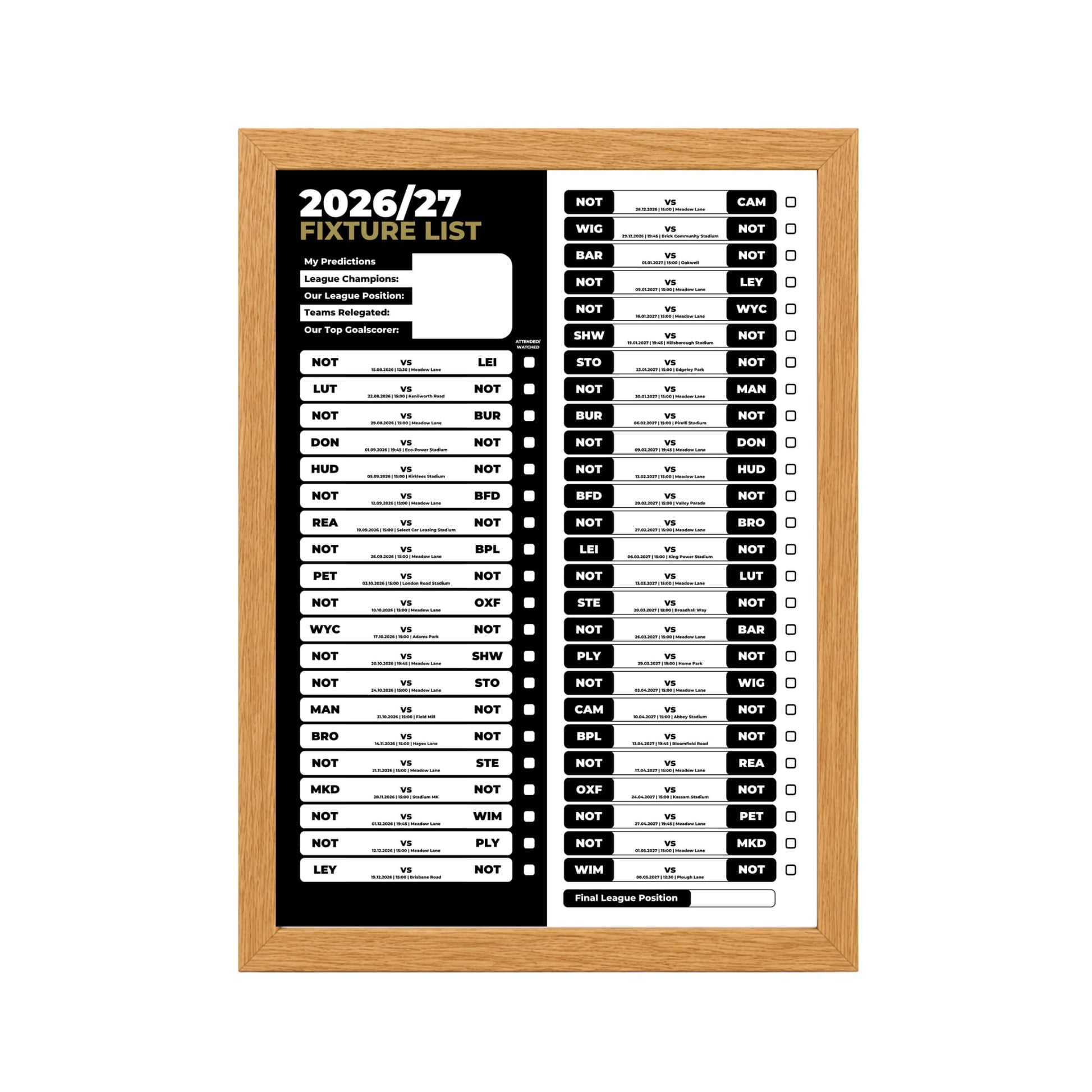 Notts County — Oak Frame Mockup