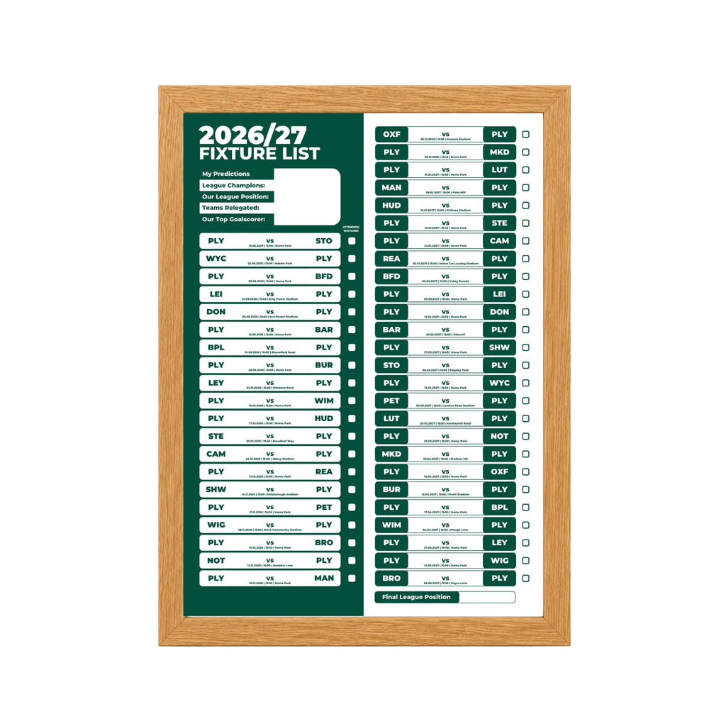 Plymouth Argyle — Oak Frame Mockup