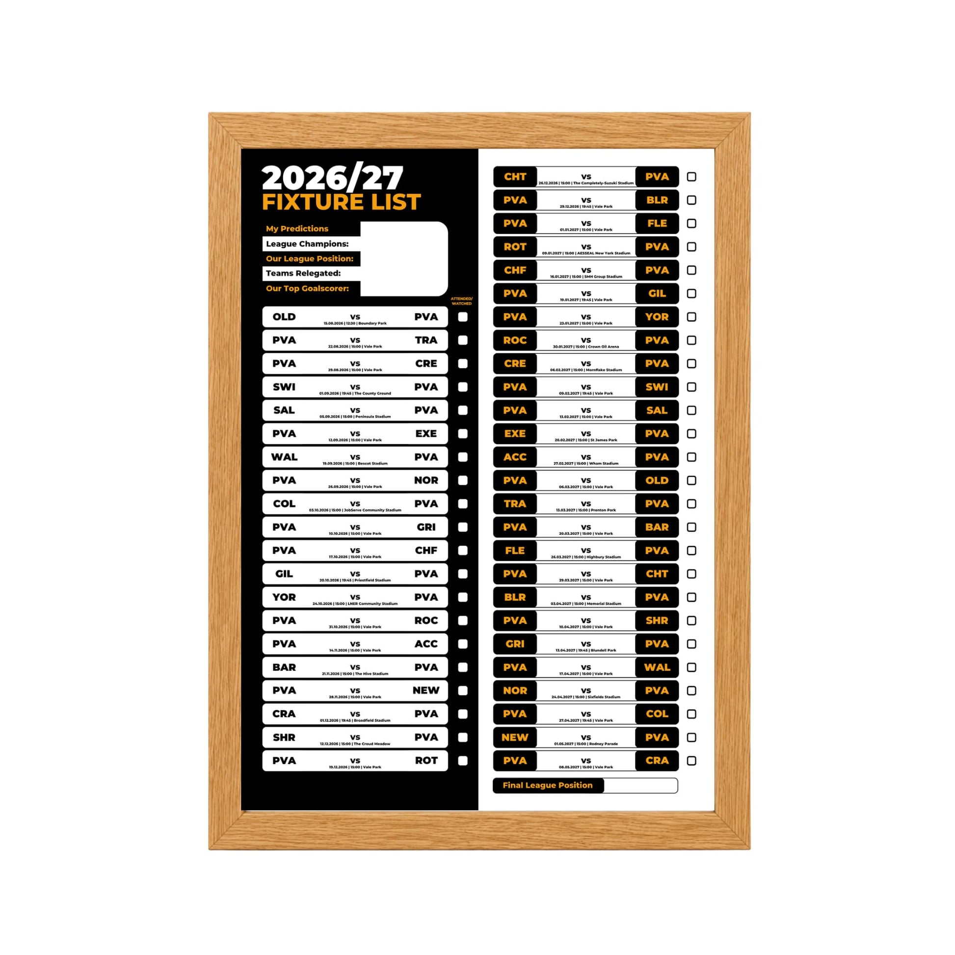 Port Vale — Oak Frame Mockup