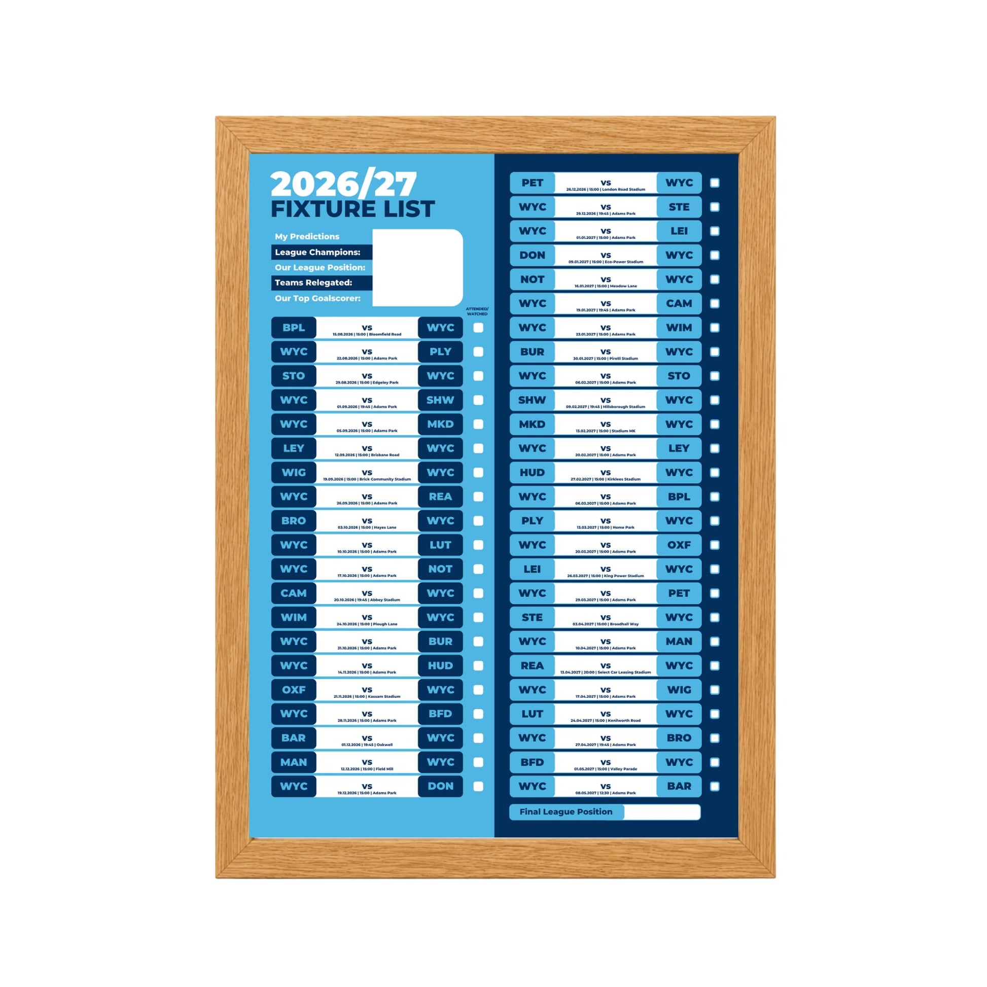 Wycombe Wanderers — Oak Frame Mockup