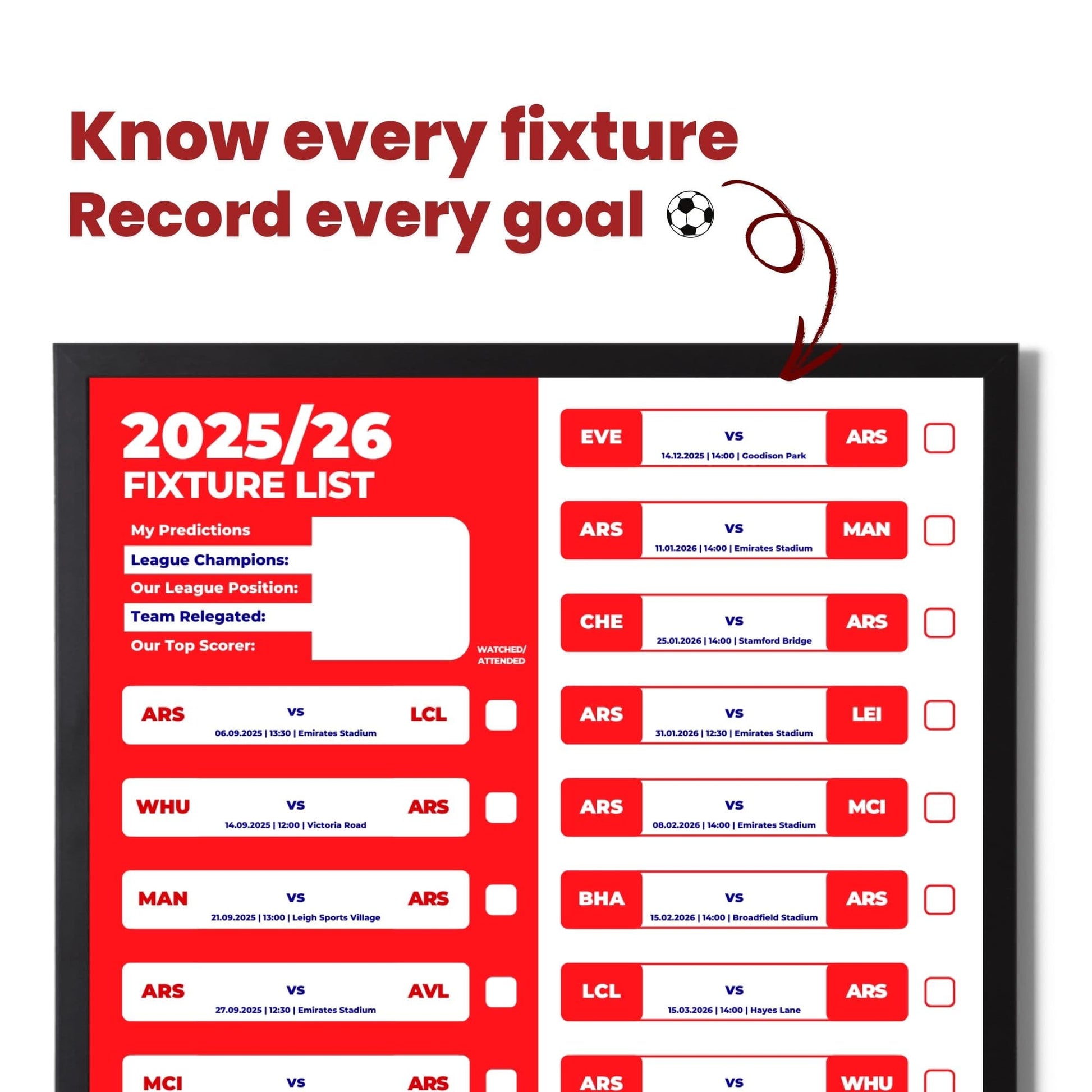 Women's Super League Clubs - 2025/26 Football Fixture Poster - A3 Size (29.7x42cm)