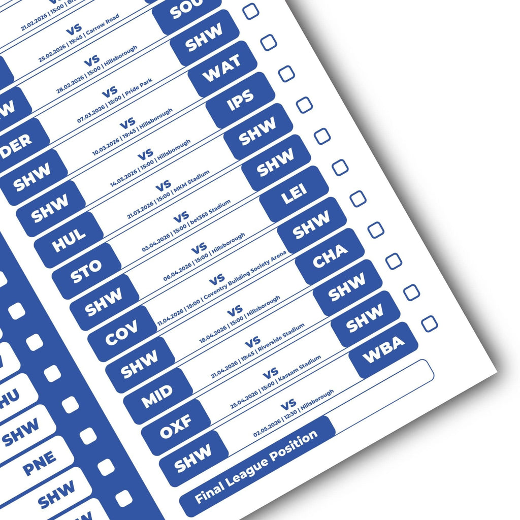 Championship Clubs - 2025/26 Football Fixture Poster - A3 Size (29.7x42cm)