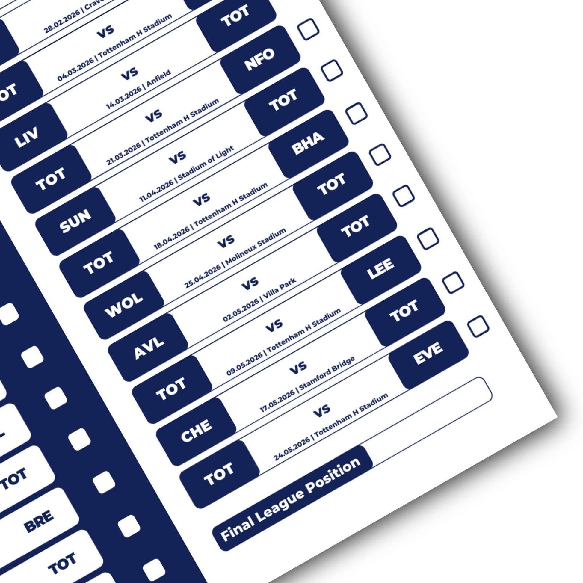 Premier League Clubs - 2025/26 Football Fixture Poster - A3 Size (29.7x42cm)