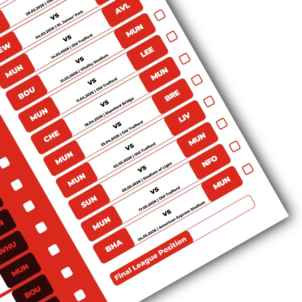 Premier League Clubs - 2025/26 Football Fixture Poster - A3 Size (29.7x42cm)