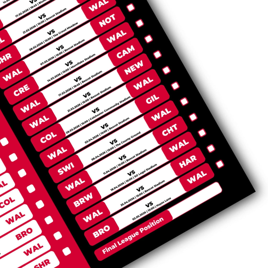 League 2 Clubs - 2025/26 Football Fixture Poster - A3 Size (29.7x42cm)