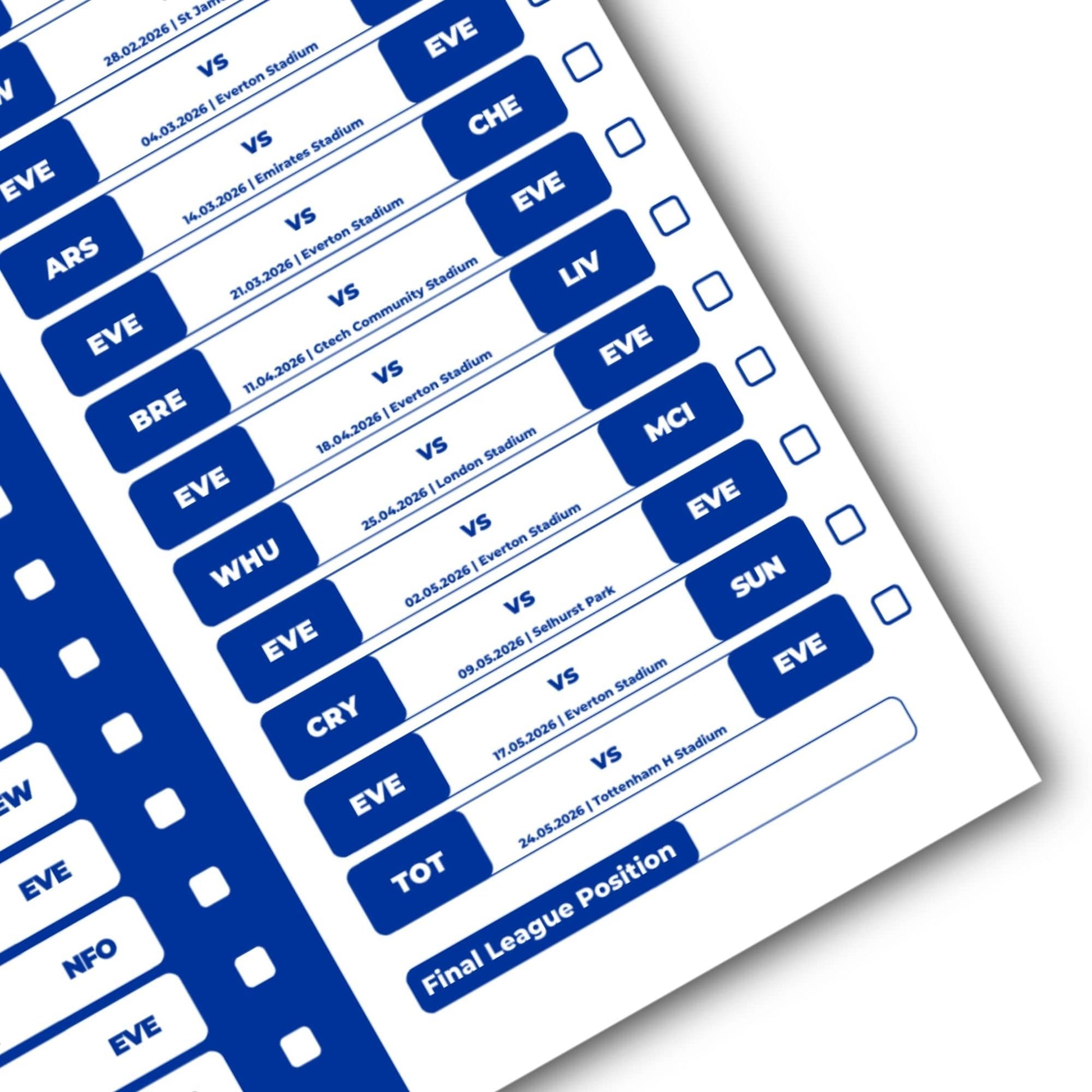 Premier League Clubs - 2025/26 Football Fixture Poster - A3 Size (29.7x42cm)
