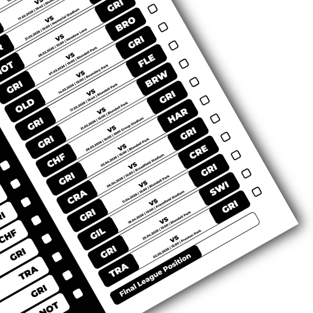 League 2 Clubs - 2025/26 Football Fixture Poster - A3 Size (29.7x42cm)