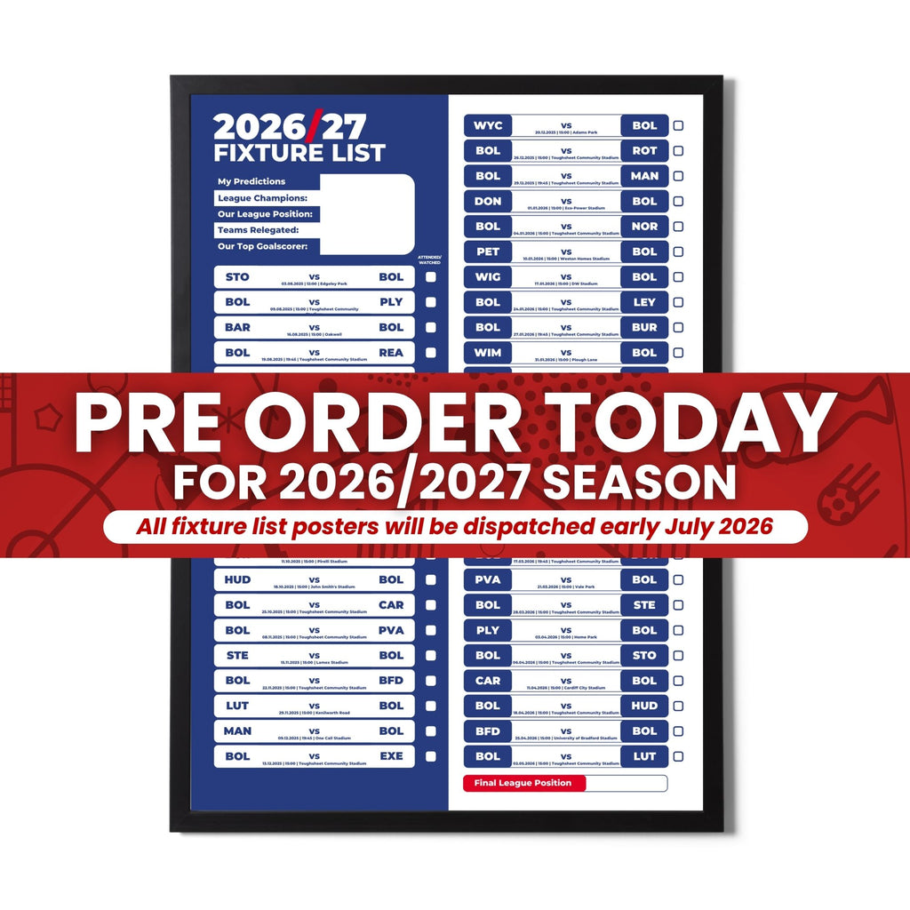 League 1 Clubs - 2026/27 Football Fixture Poster - Multiple Sizes