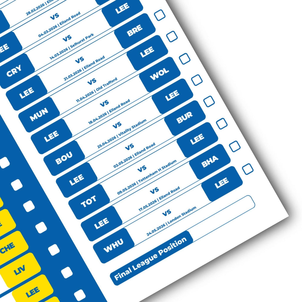 Premier League Clubs - 2025/26 Football Fixture Poster - A3 Size (29.7x42cm)