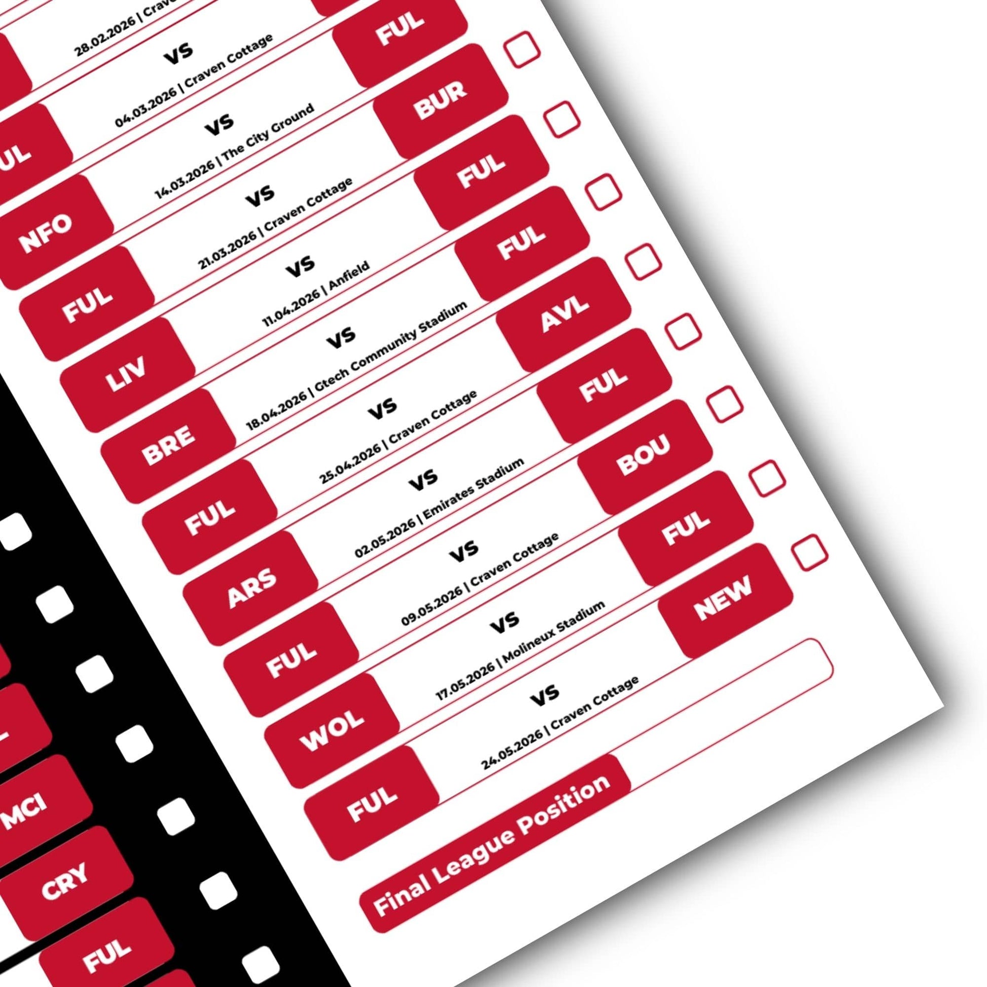 Premier League Clubs - 2025/26 Football Fixture Poster - A3 Size (29.7x42cm)