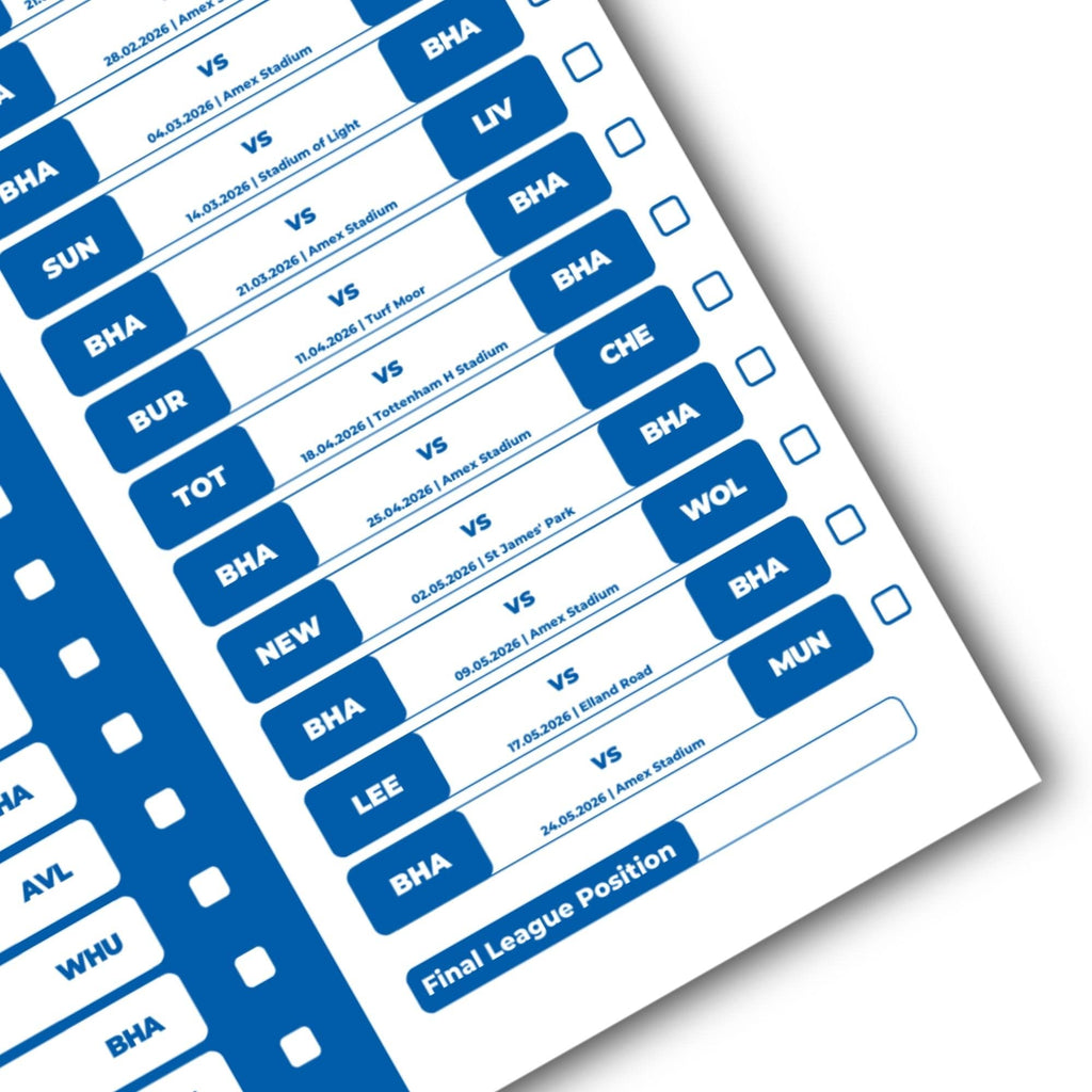 Premier League Clubs - 2025/26 Football Fixture Poster - A3 Size (29.7x42cm)