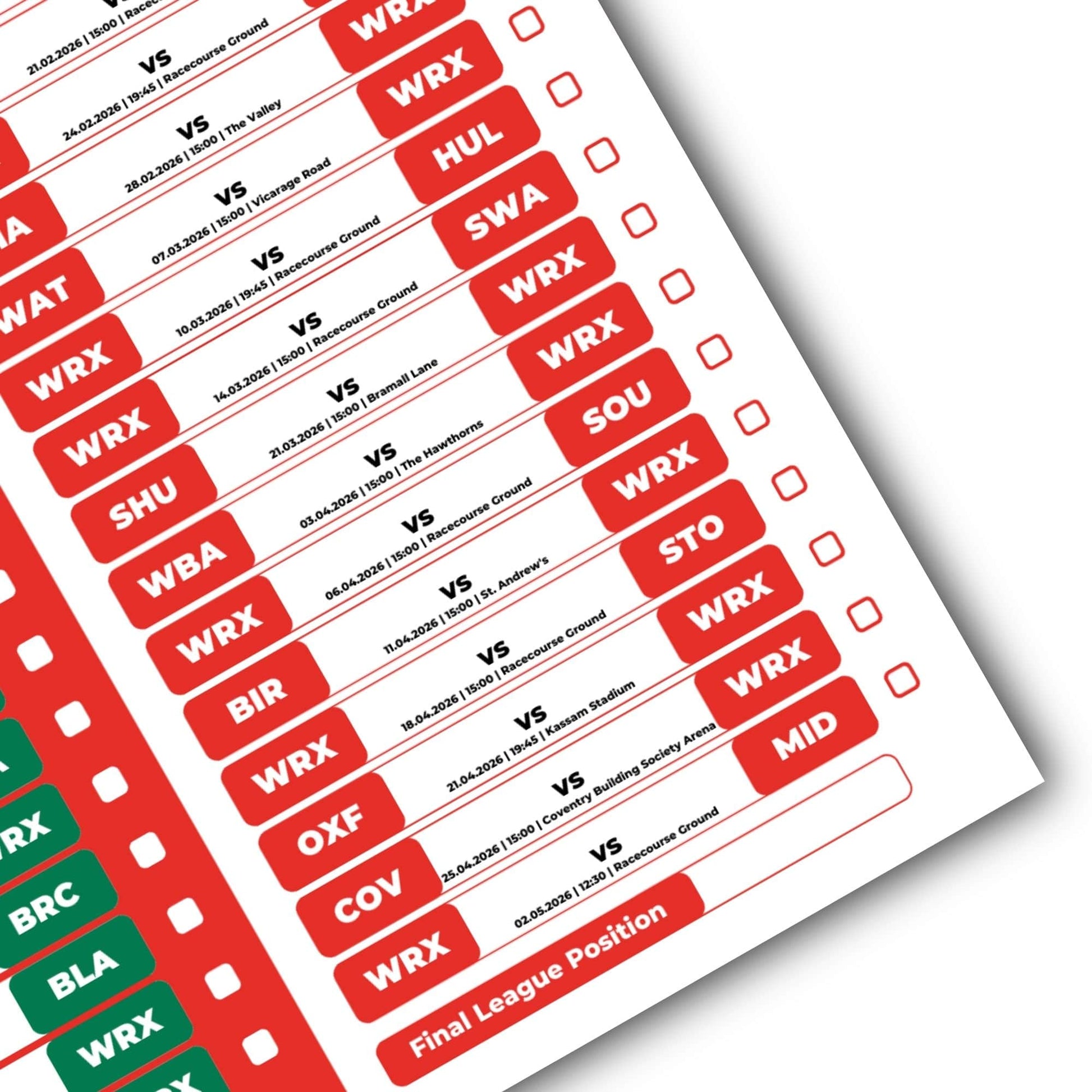 Championship Clubs - 2025/26 Football Fixture Poster - A3 Size (29.7x42cm)