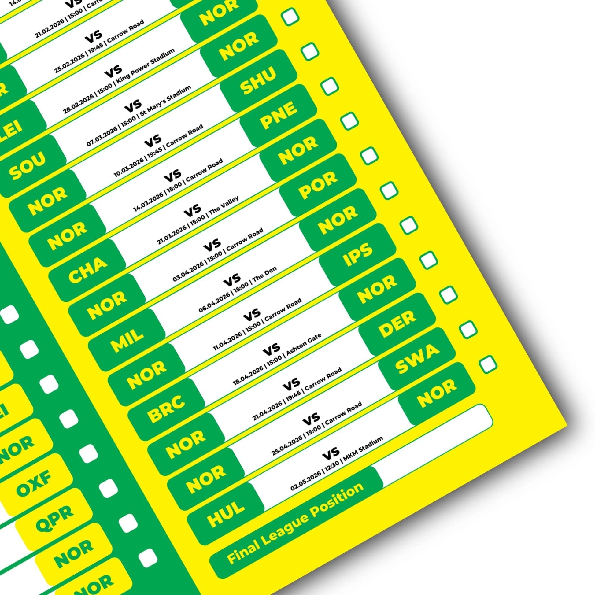 Championship Clubs - 2025/26 Football Fixture Poster - A3 Size (29.7x42cm)