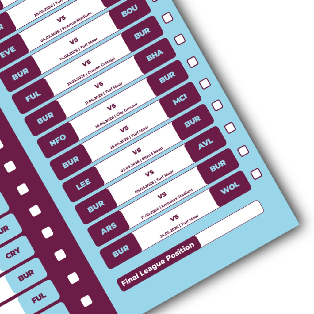 Premier League Clubs - 2025/26 Football Fixture Poster - A3 Size (29.7x42cm)