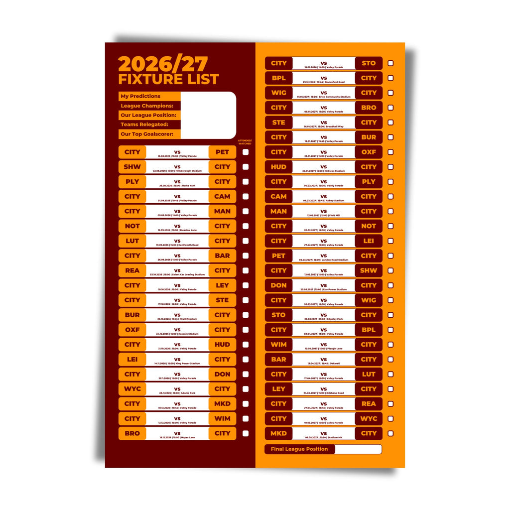 Bradford City — Unframed Mockup
