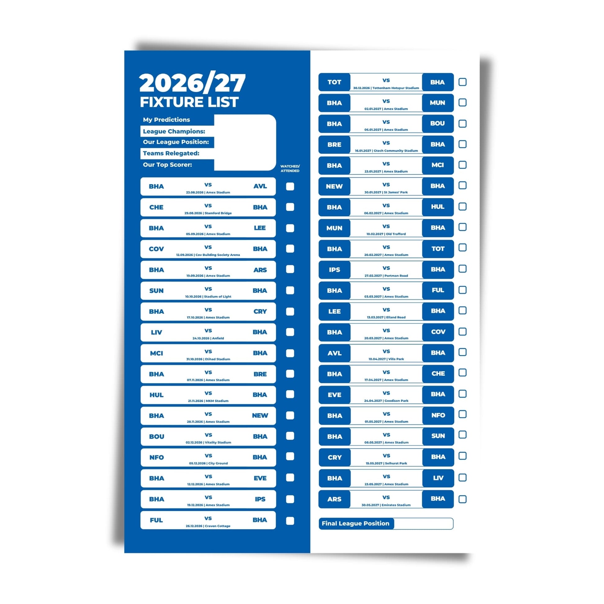 Brighton & Hove Albion — Unframed Mockup