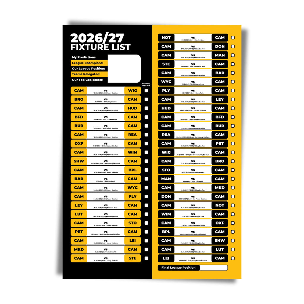 Cambridge United — Unframed Mockup