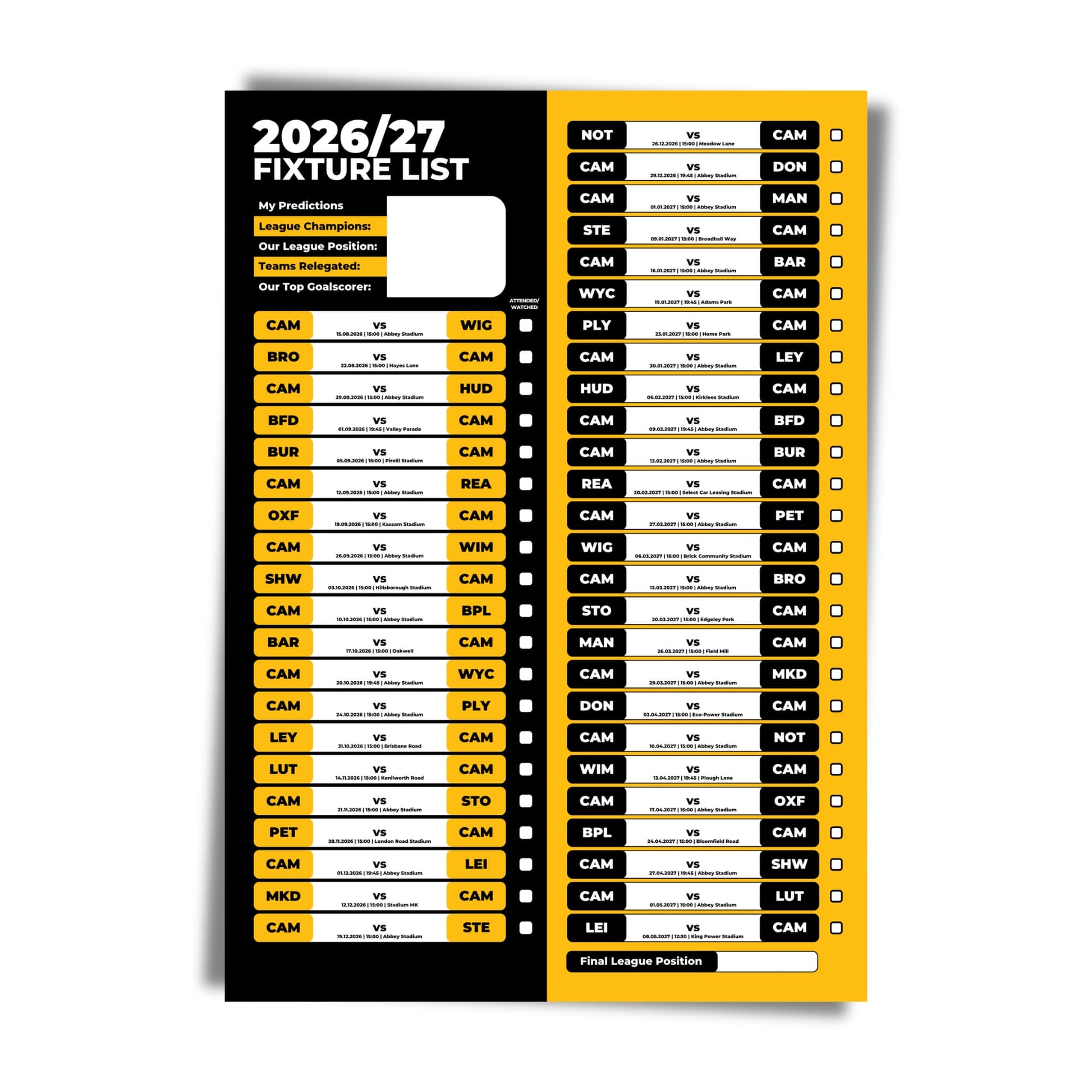 Cambridge United — Unframed Mockup