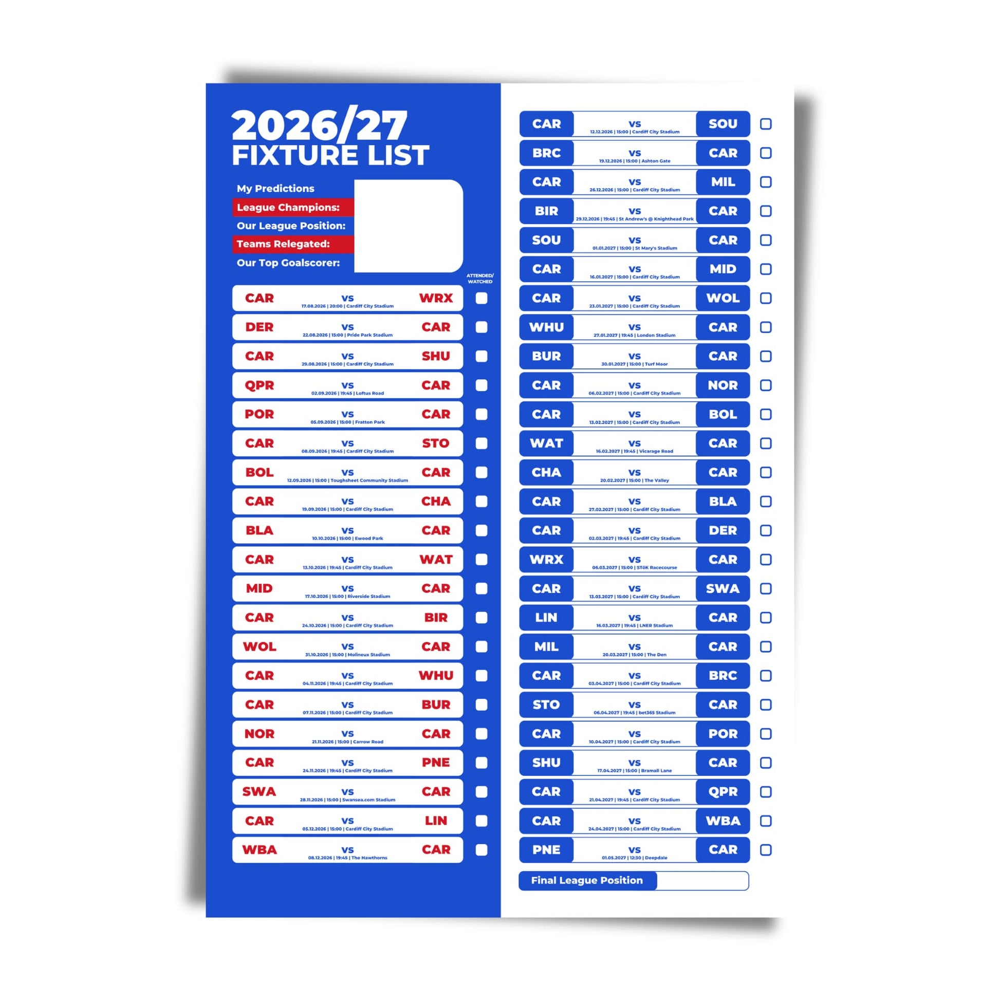 Cardiff City — Unframed Mockup
