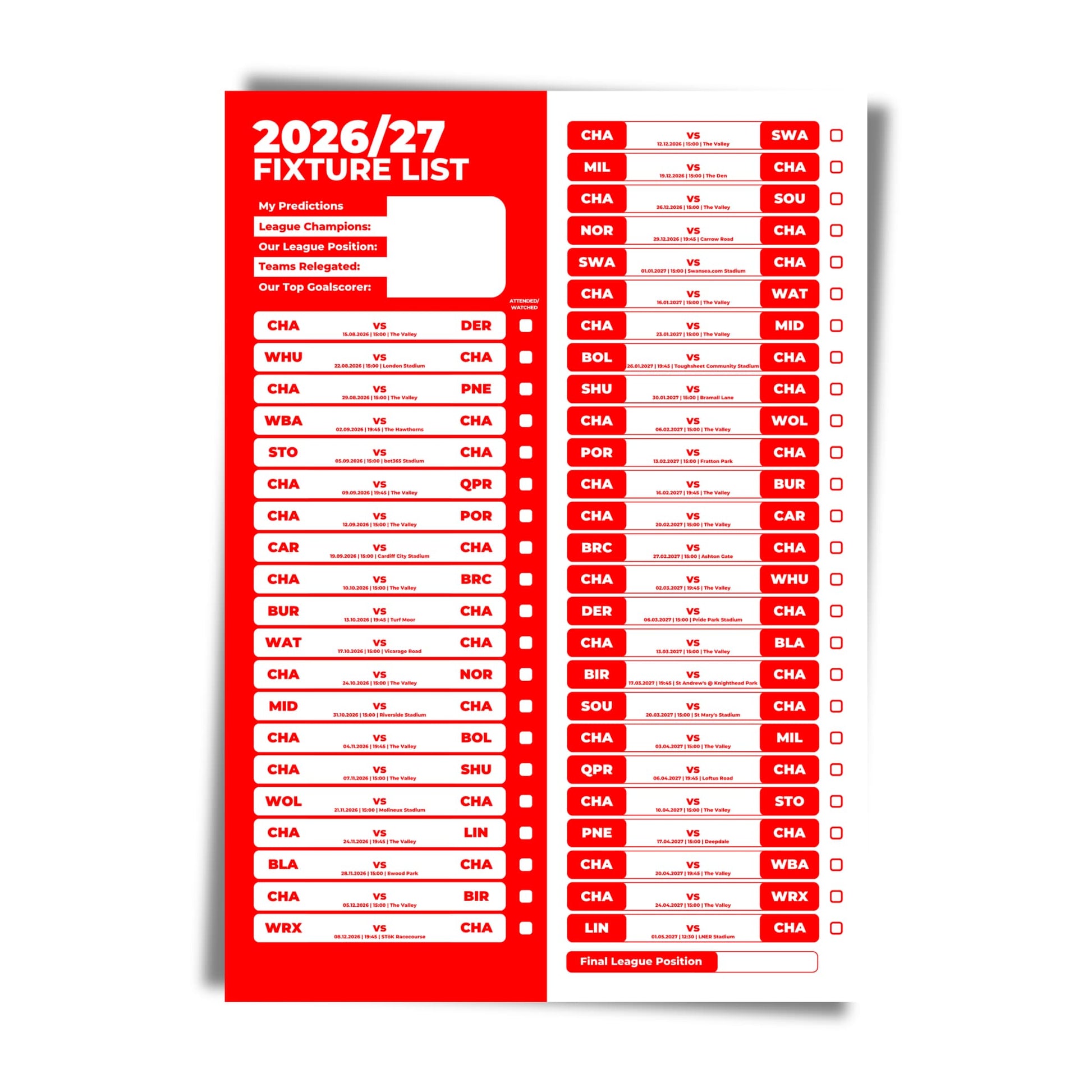 Charlton Athletic — Unframed Mockup