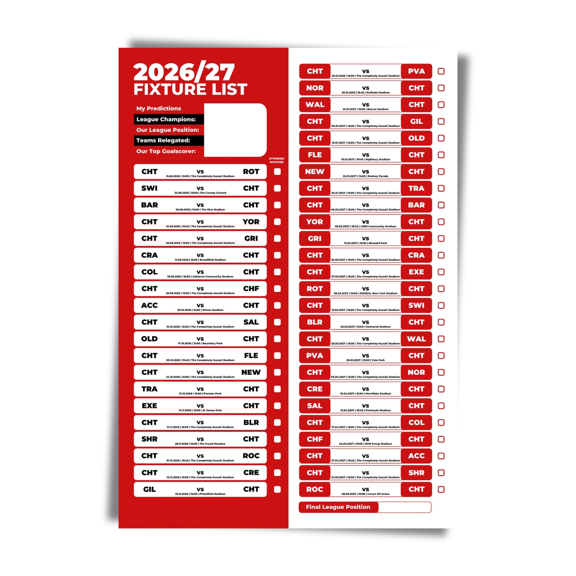 Cheltenham Town — Unframed Mockup