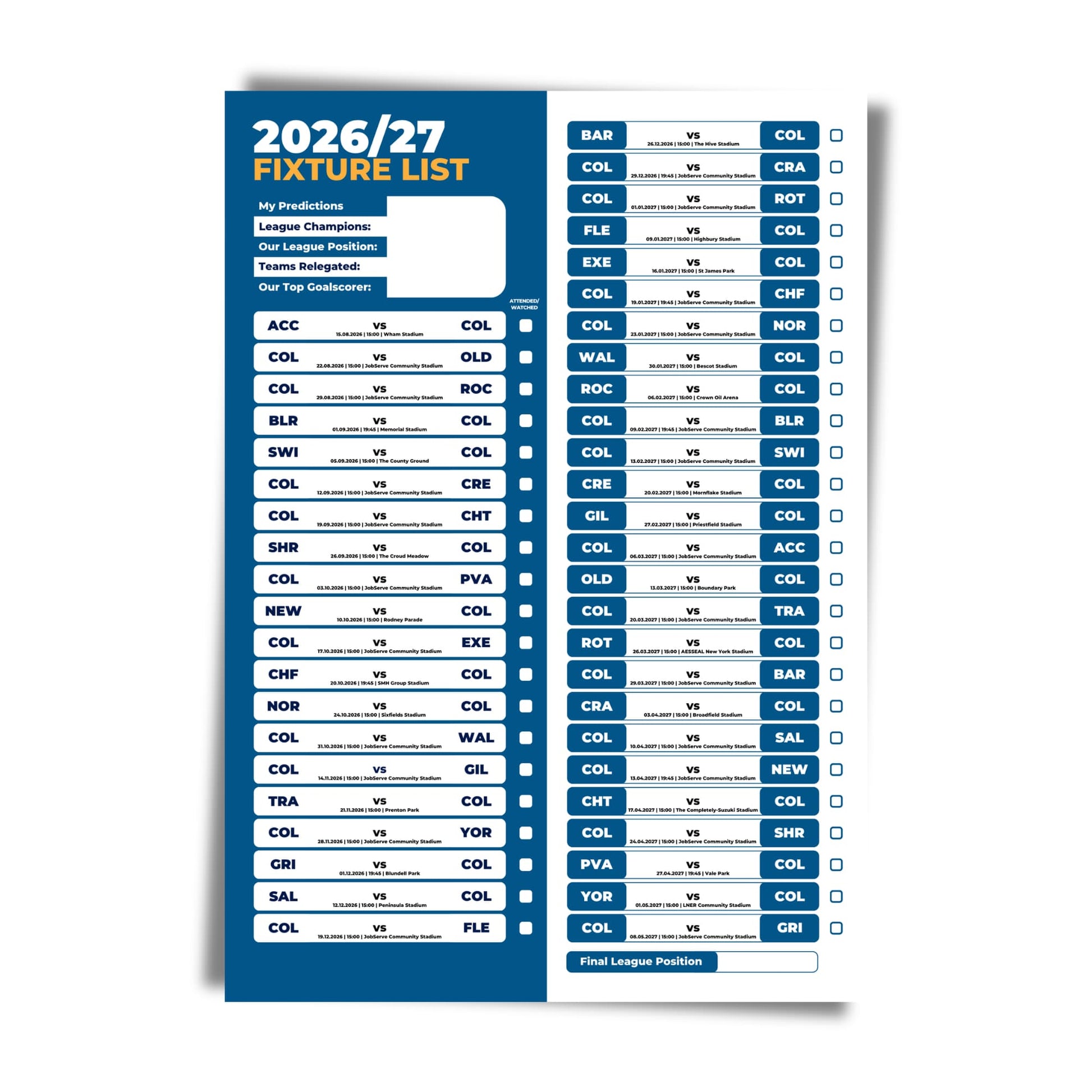 Colchester United — Unframed Mockup