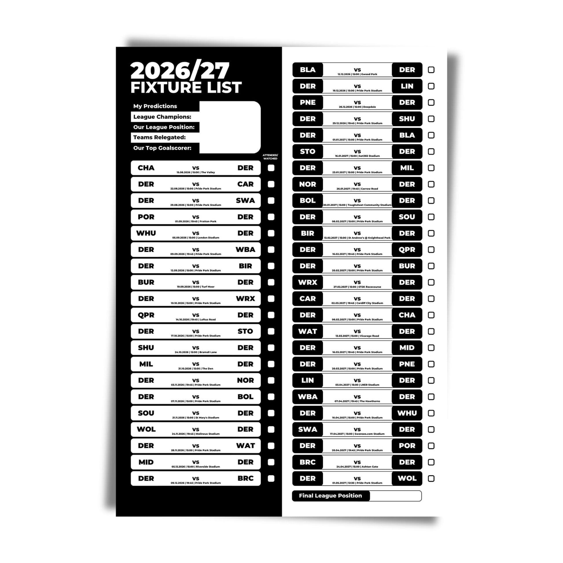 Derby County — Unframed Mockup