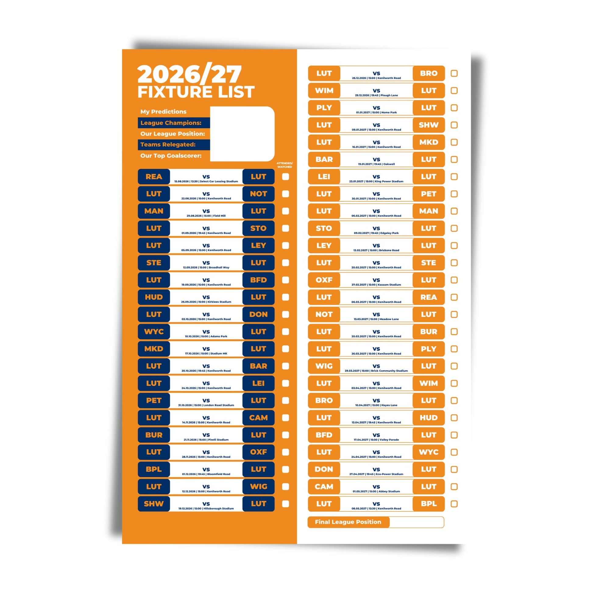 Luton Town — Unframed Mockup