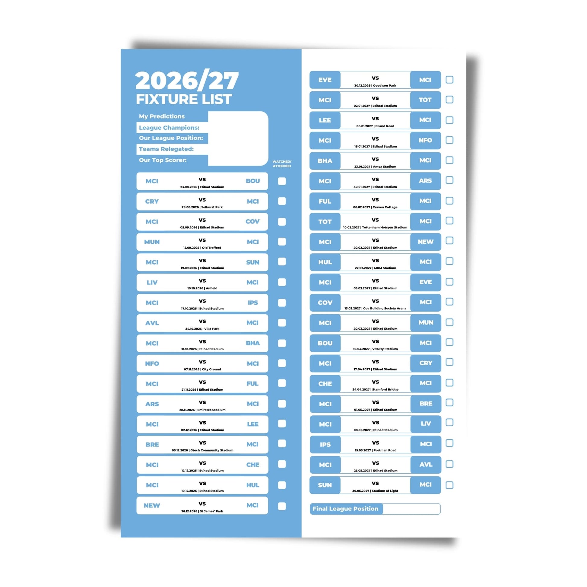 Manchester City — Unframed Mockup