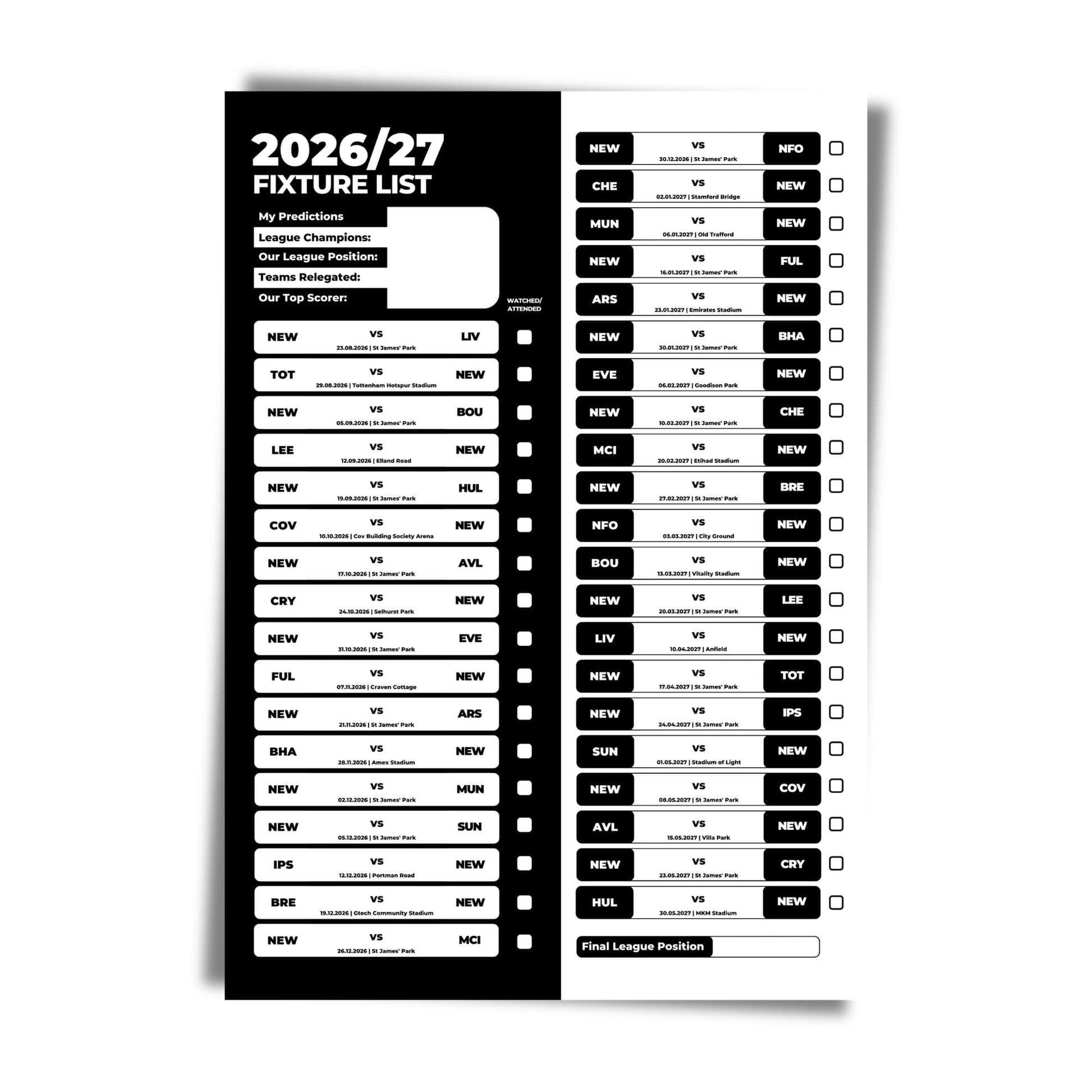 Newcastle United — Unframed Mockup