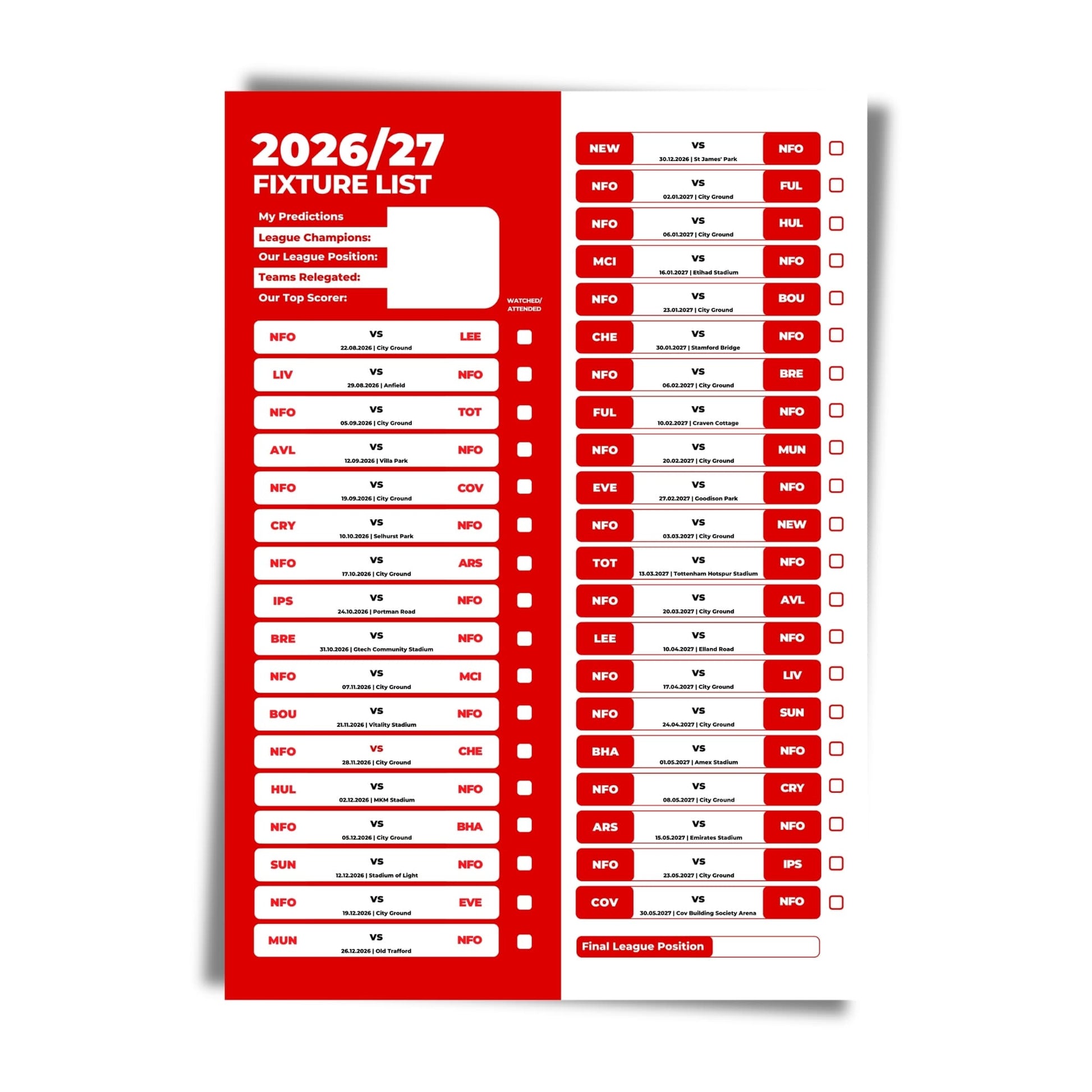 Nottingham Forest — Unframed Mockup