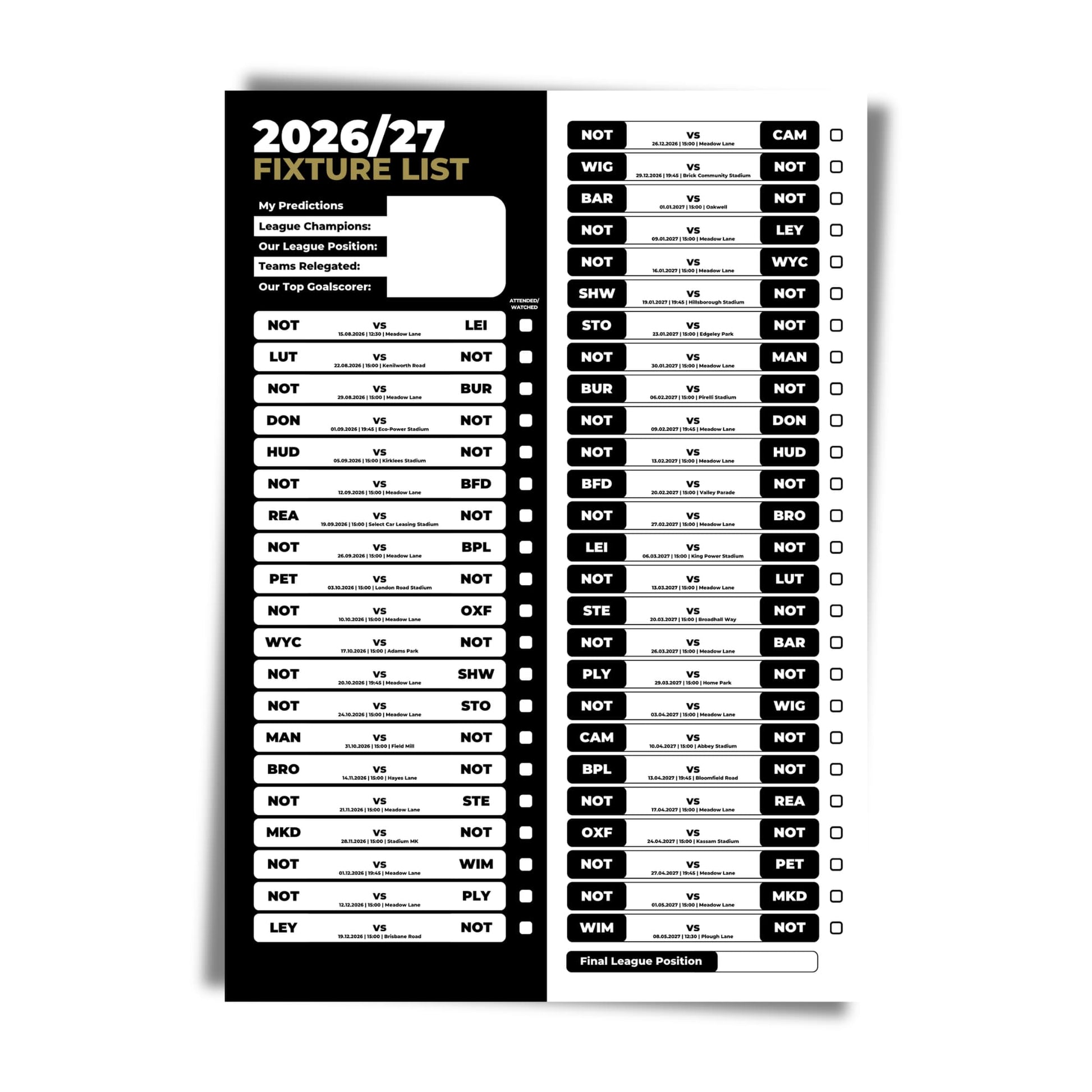 Notts County — Unframed Mockup