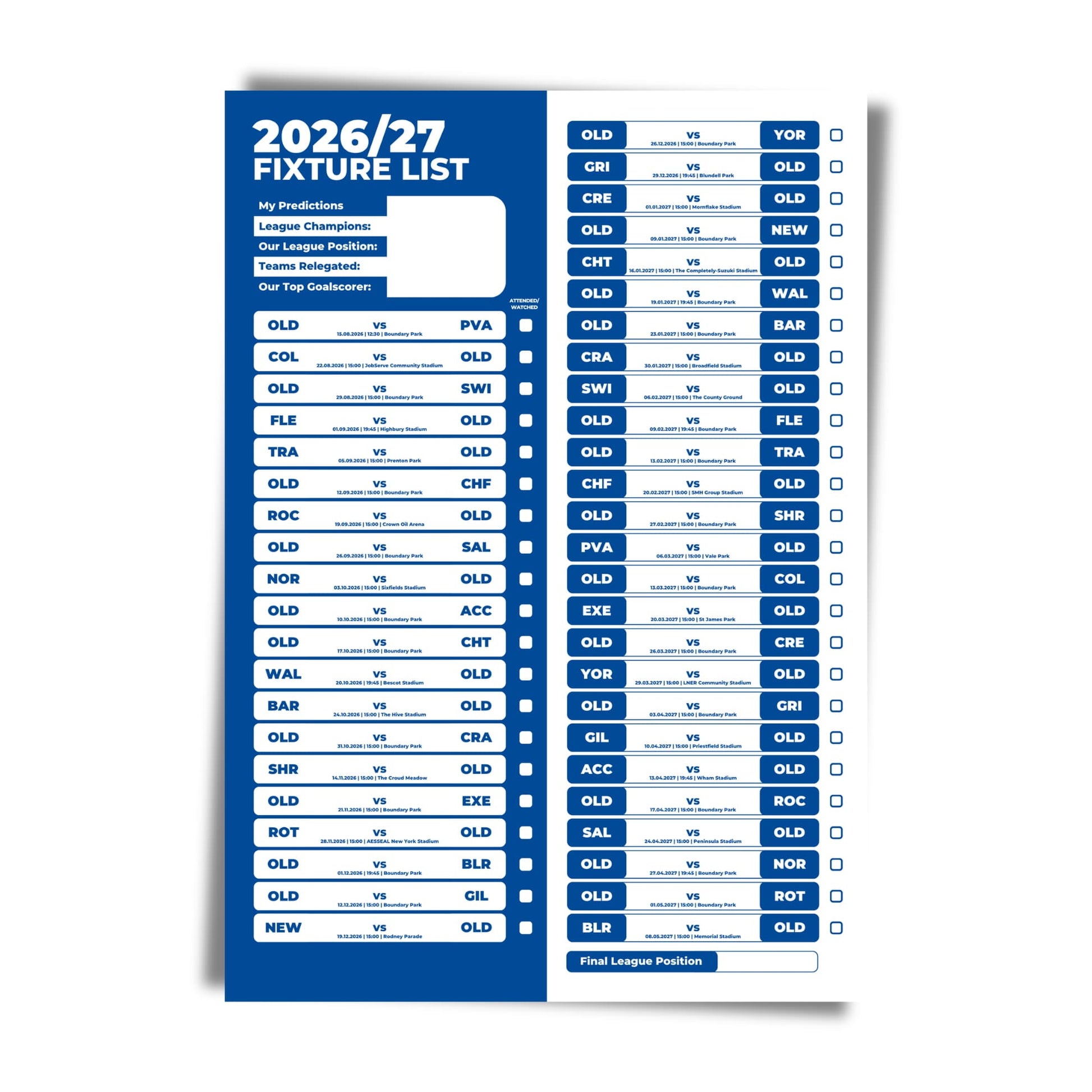Oldham Athletic — Unframed Mockup