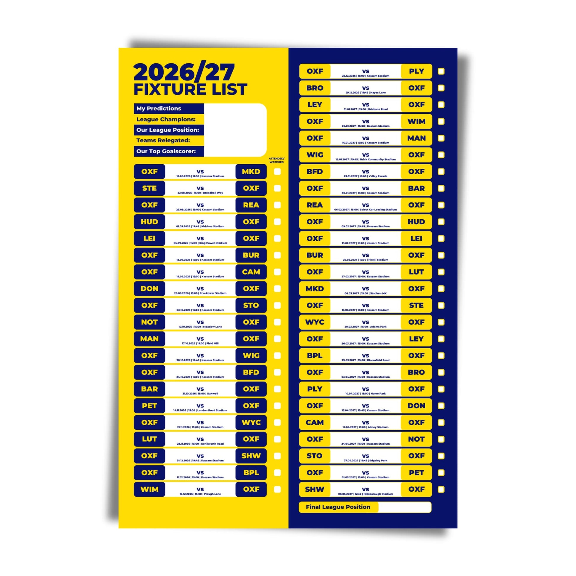 Oxford United — Unframed Mockup