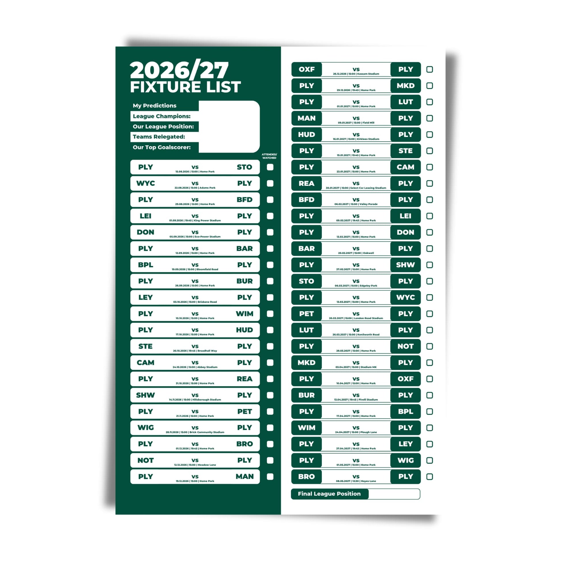 Plymouth Argyle — Unframed Mockup
