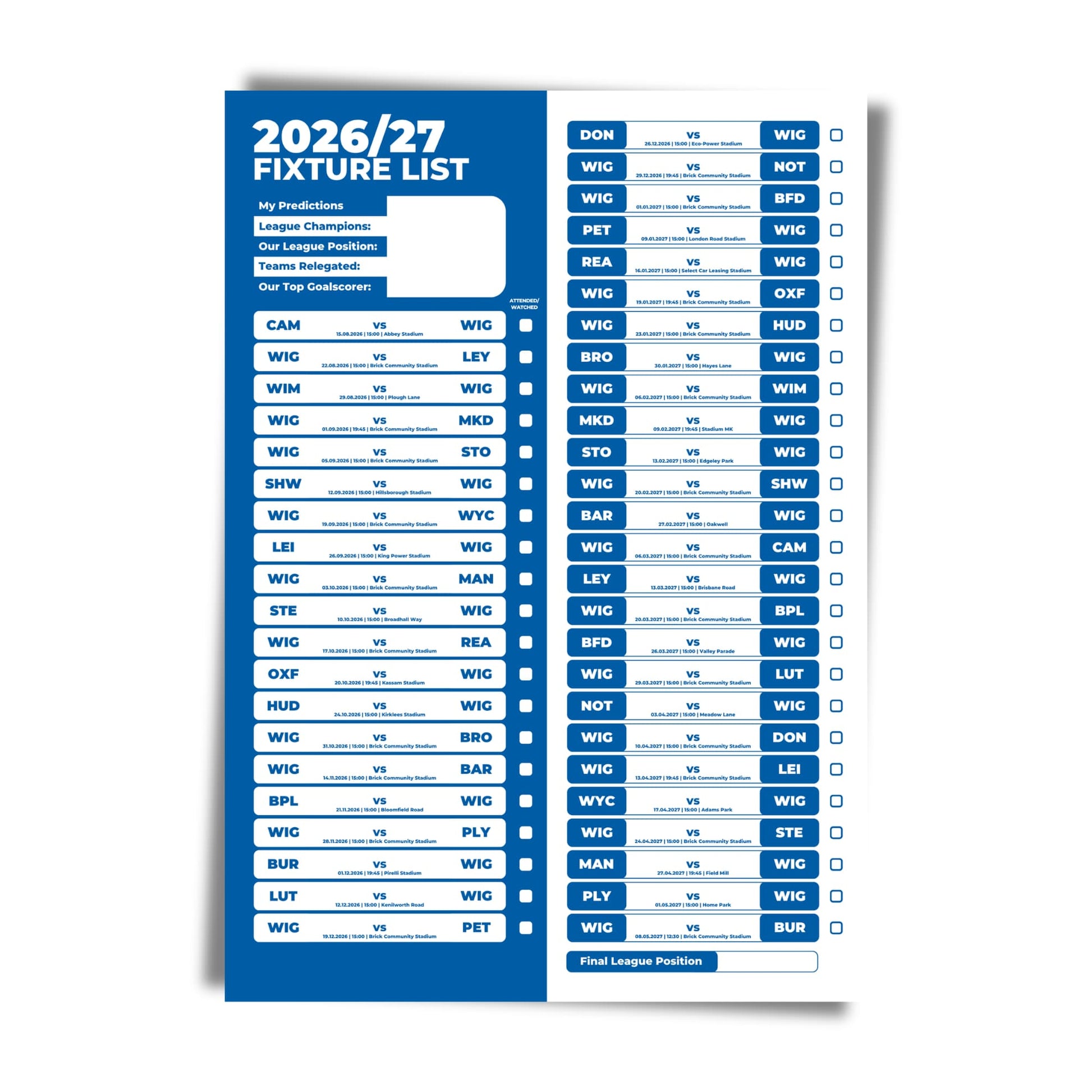 Wigan Athletic — Unframed Mockup