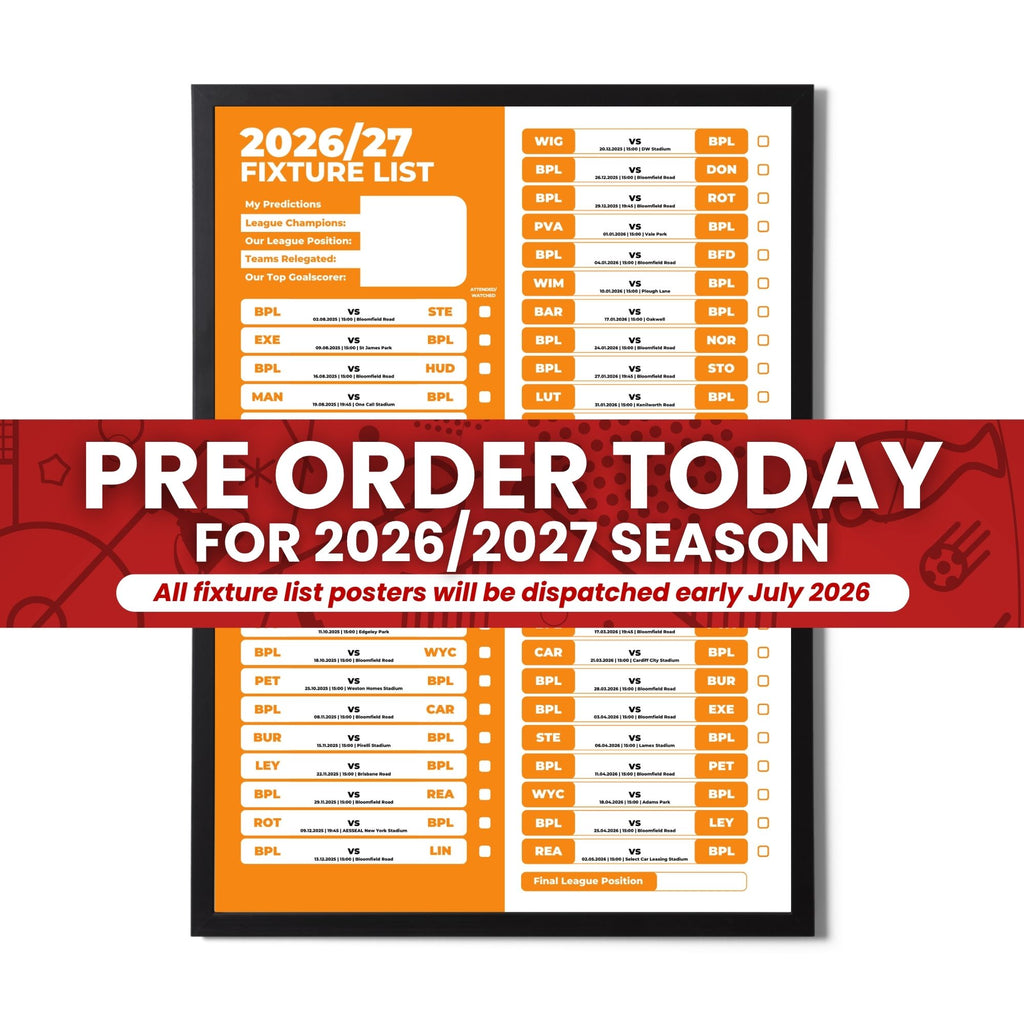 League 1 Clubs - 2026/27 Football Fixture Poster - Multiple Sizes