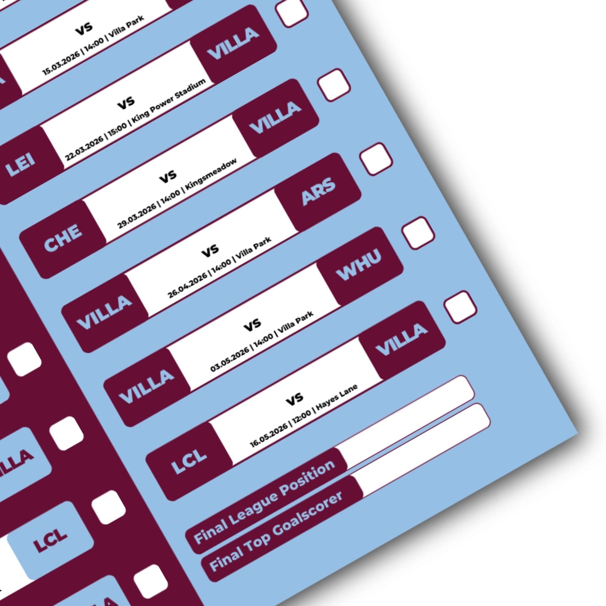 Women's Super League Clubs - 2025/26 Football Fixture Poster - A3 Size (29.7x42cm)
