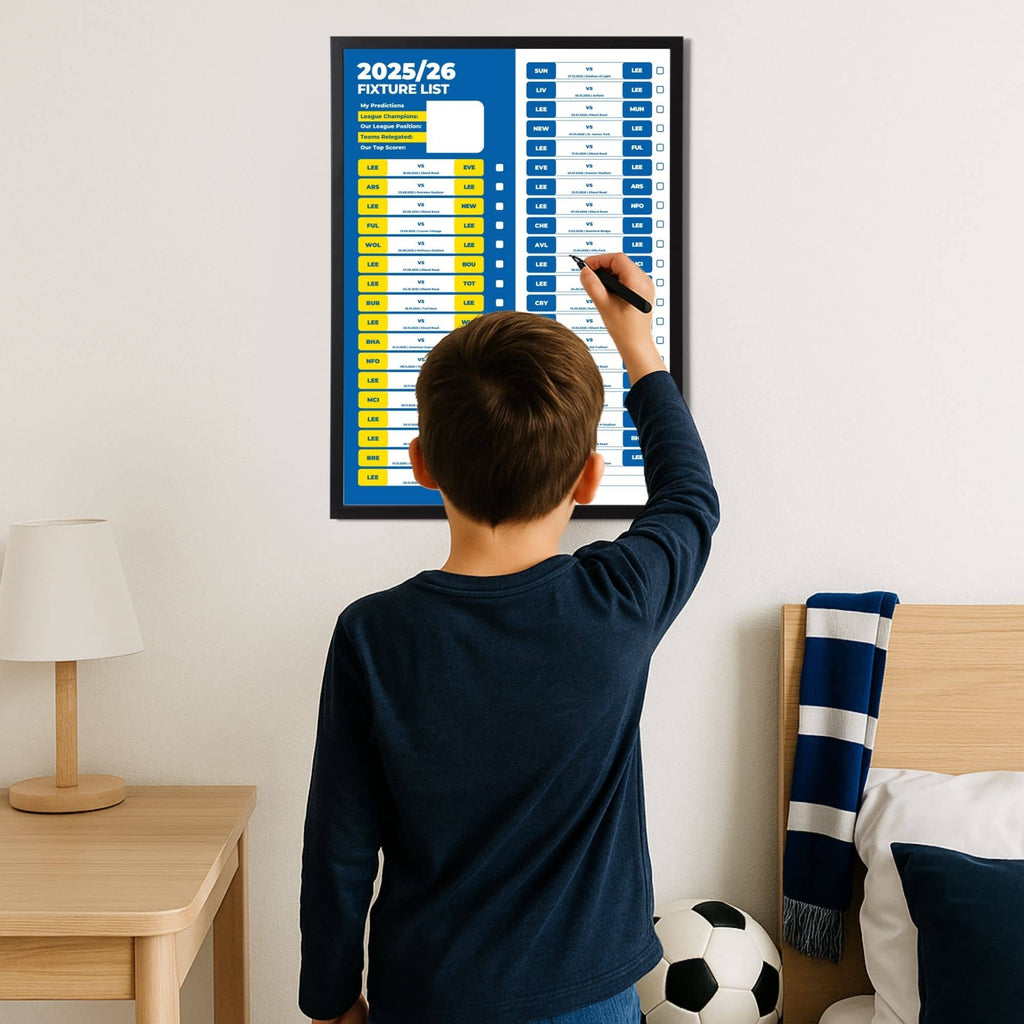 Premier League Clubs - 2025/26 Football Fixture Poster - A3 Size (29.7x42cm)