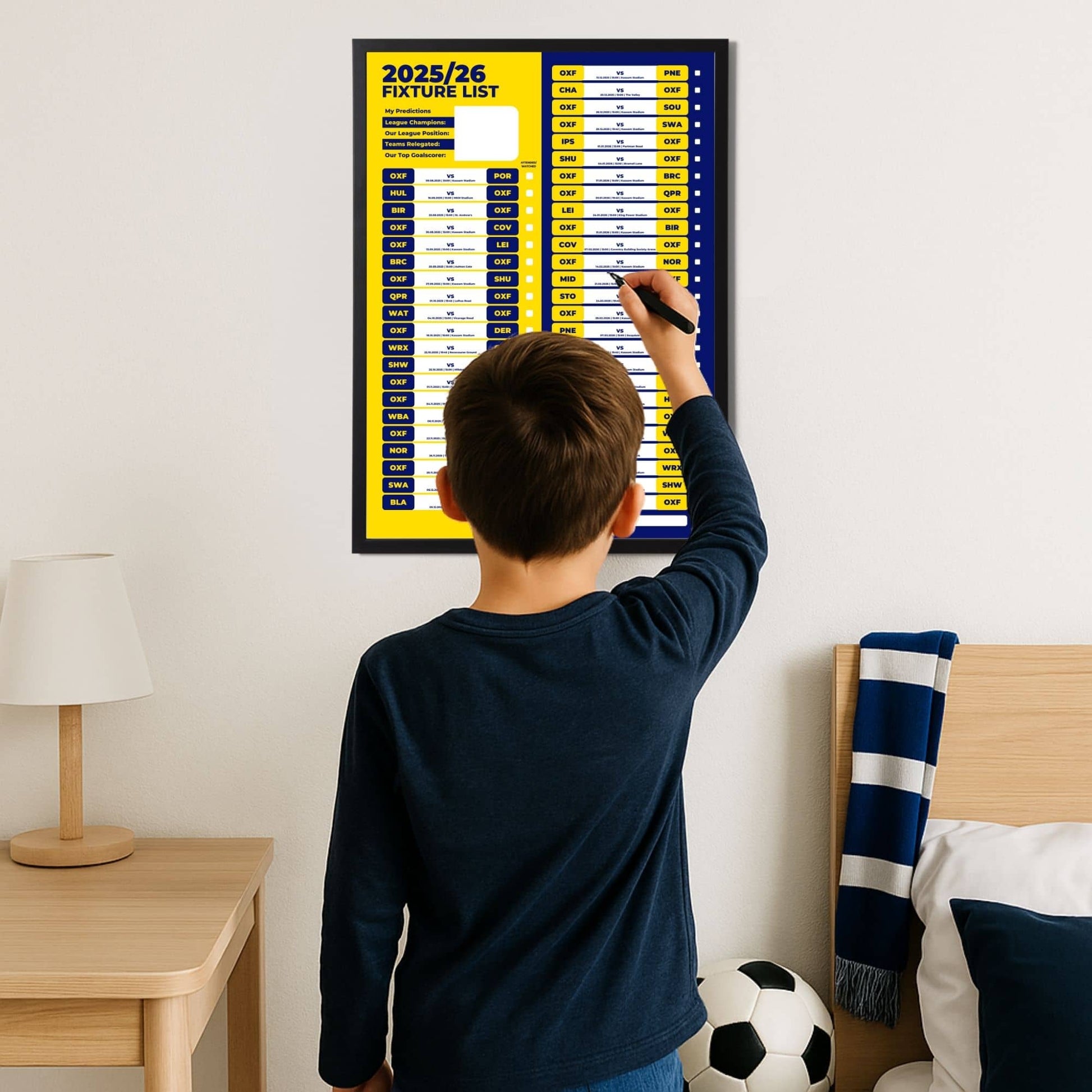 Championship Clubs - 2025/26 Football Fixture Poster - A3 Size (29.7x42cm)