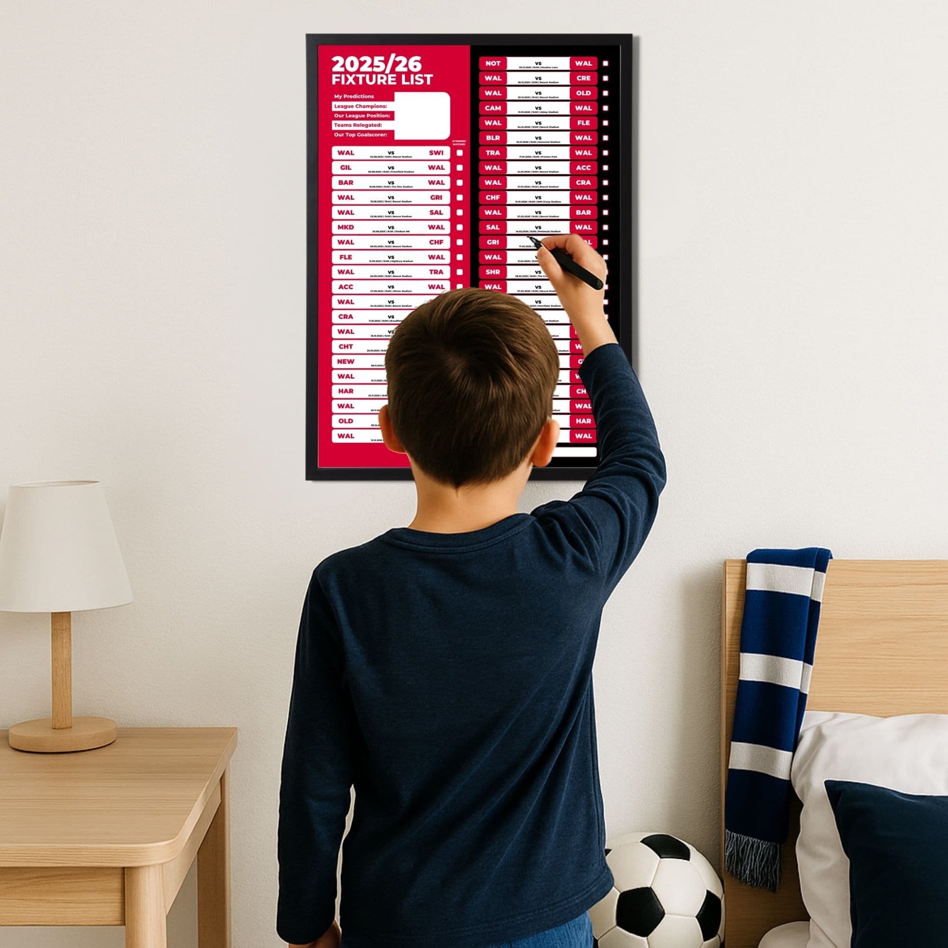 League 2 Clubs - 2025/26 Football Fixture Poster - A3 Size (29.7x42cm)