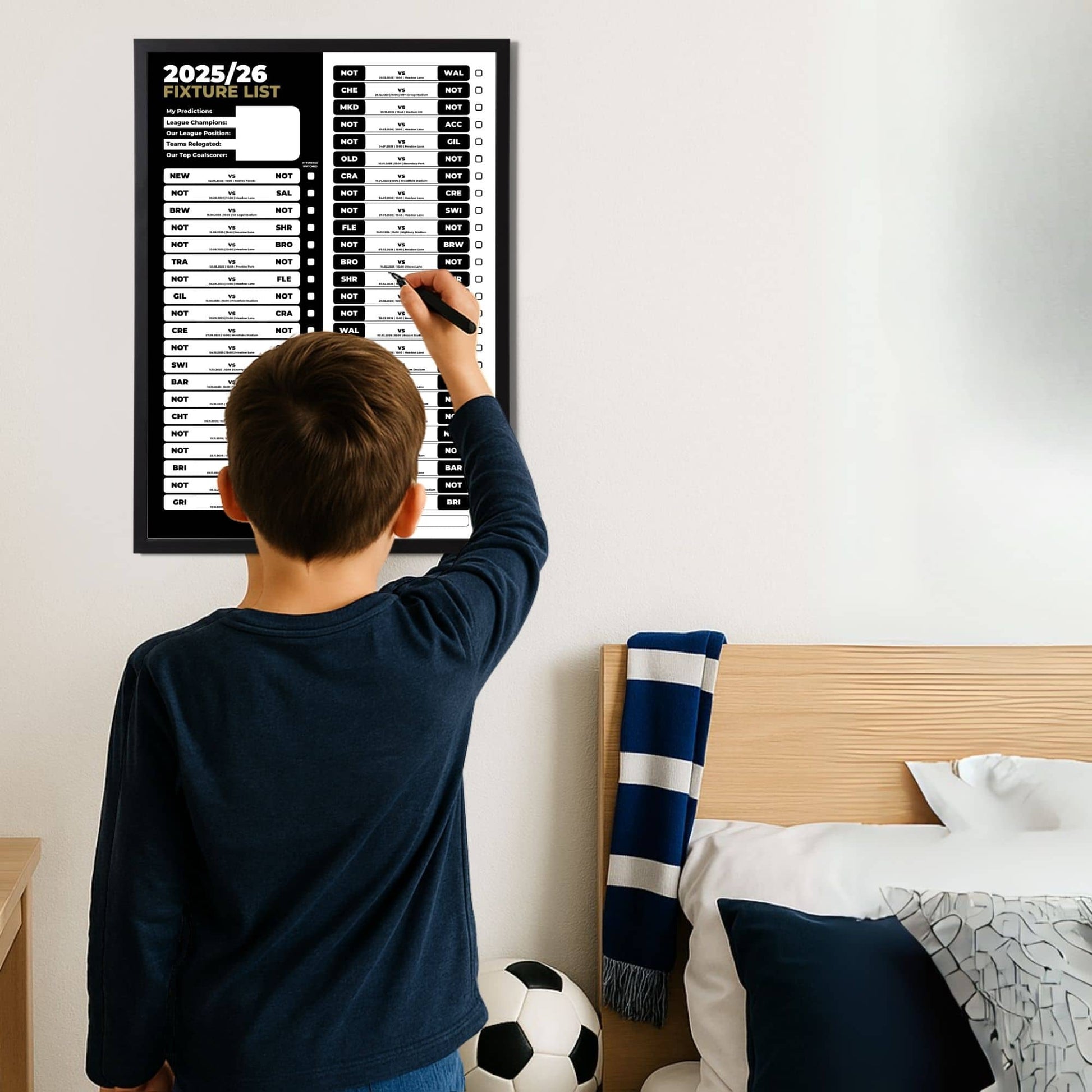 League 2 Clubs - 2025/26 Football Fixture Poster - A3 Size (29.7x42cm)