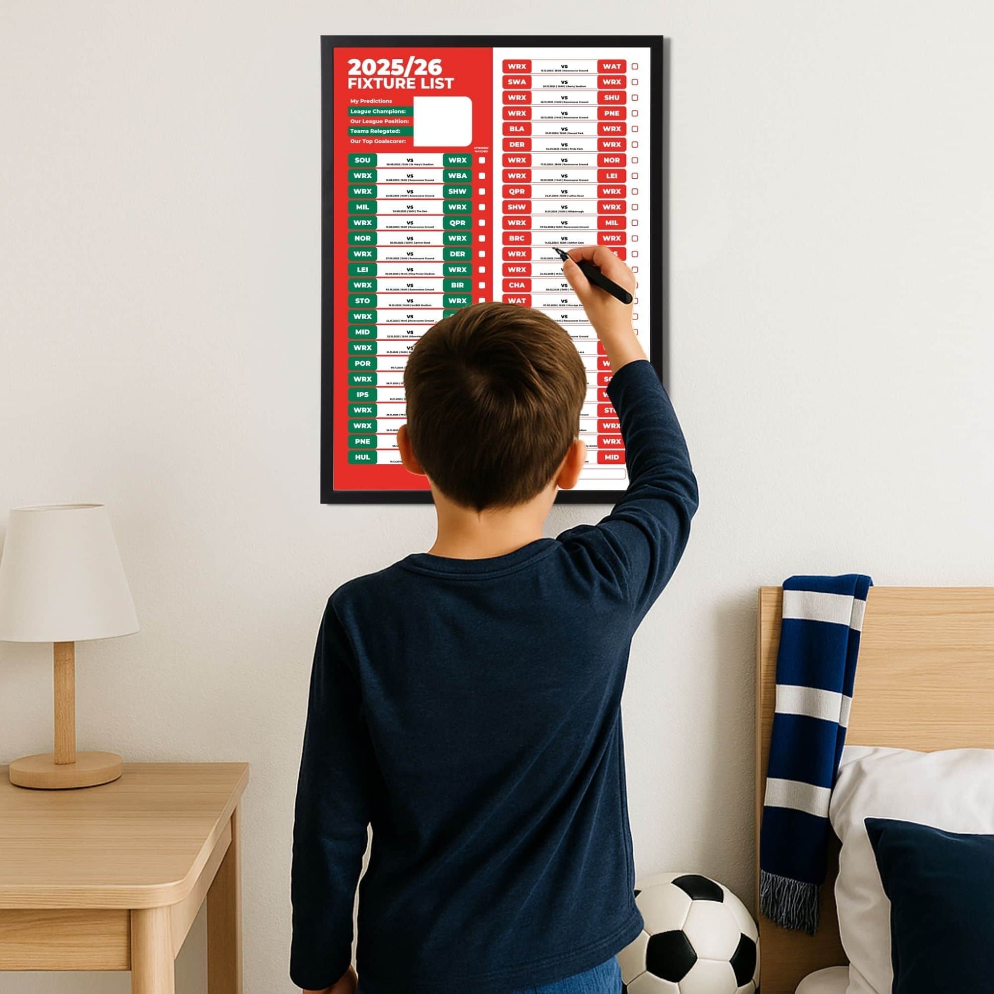 Championship Clubs - 2025/26 Football Fixture Poster - A3 Size (29.7x42cm)